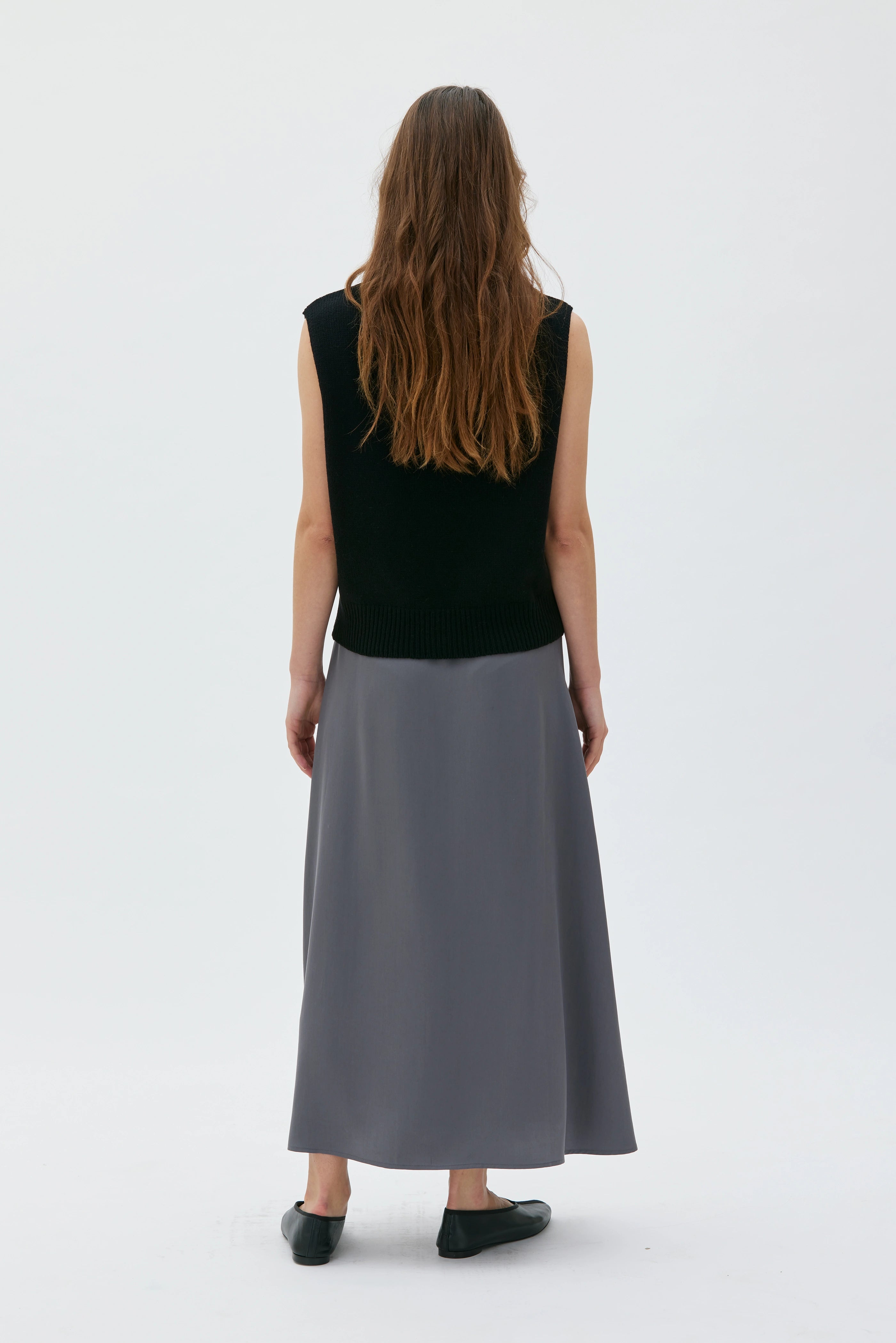 Venla Kjol I Satin Tencel - Grey Slate