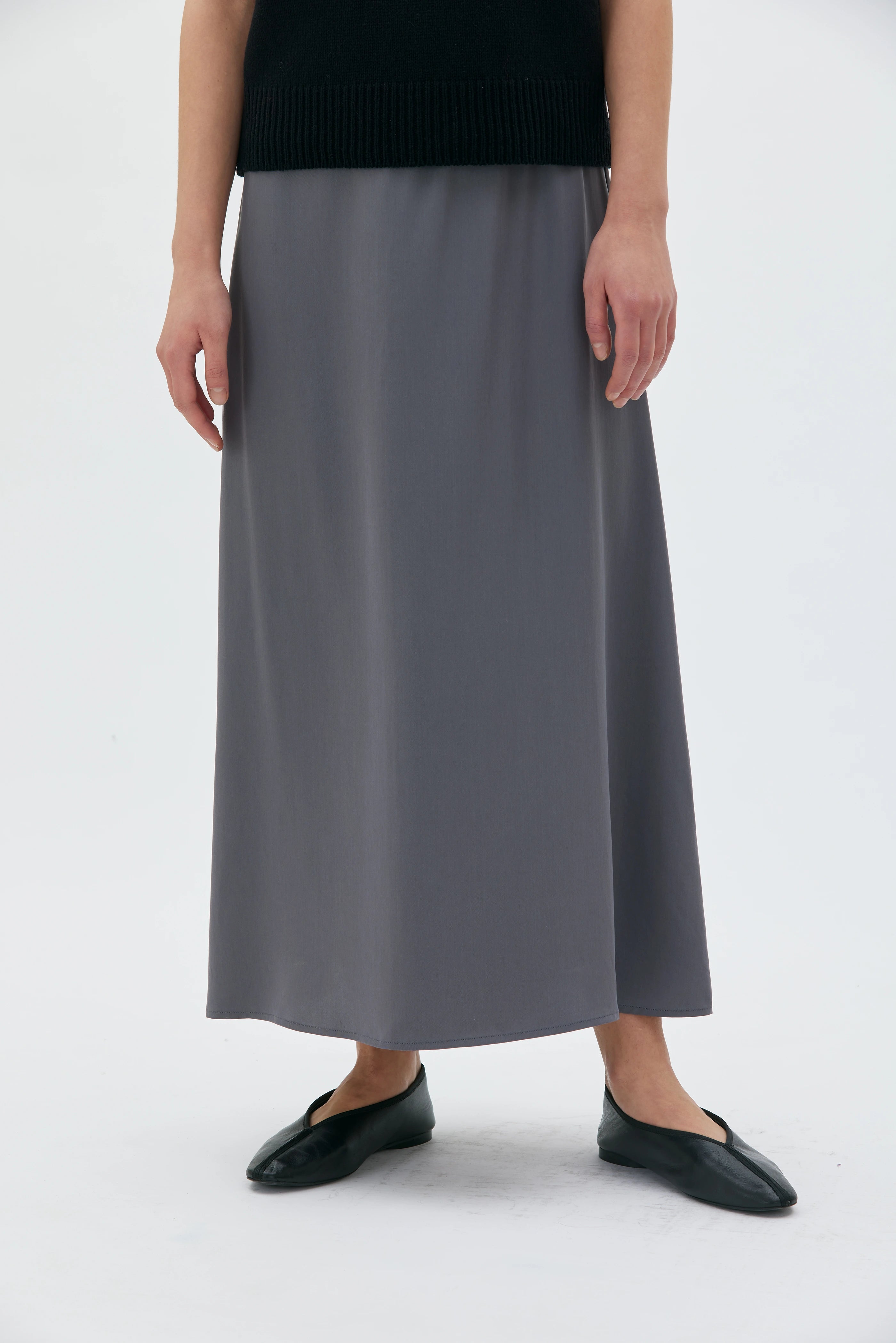 Venla Kjol I Satin Tencel - Grey Slate