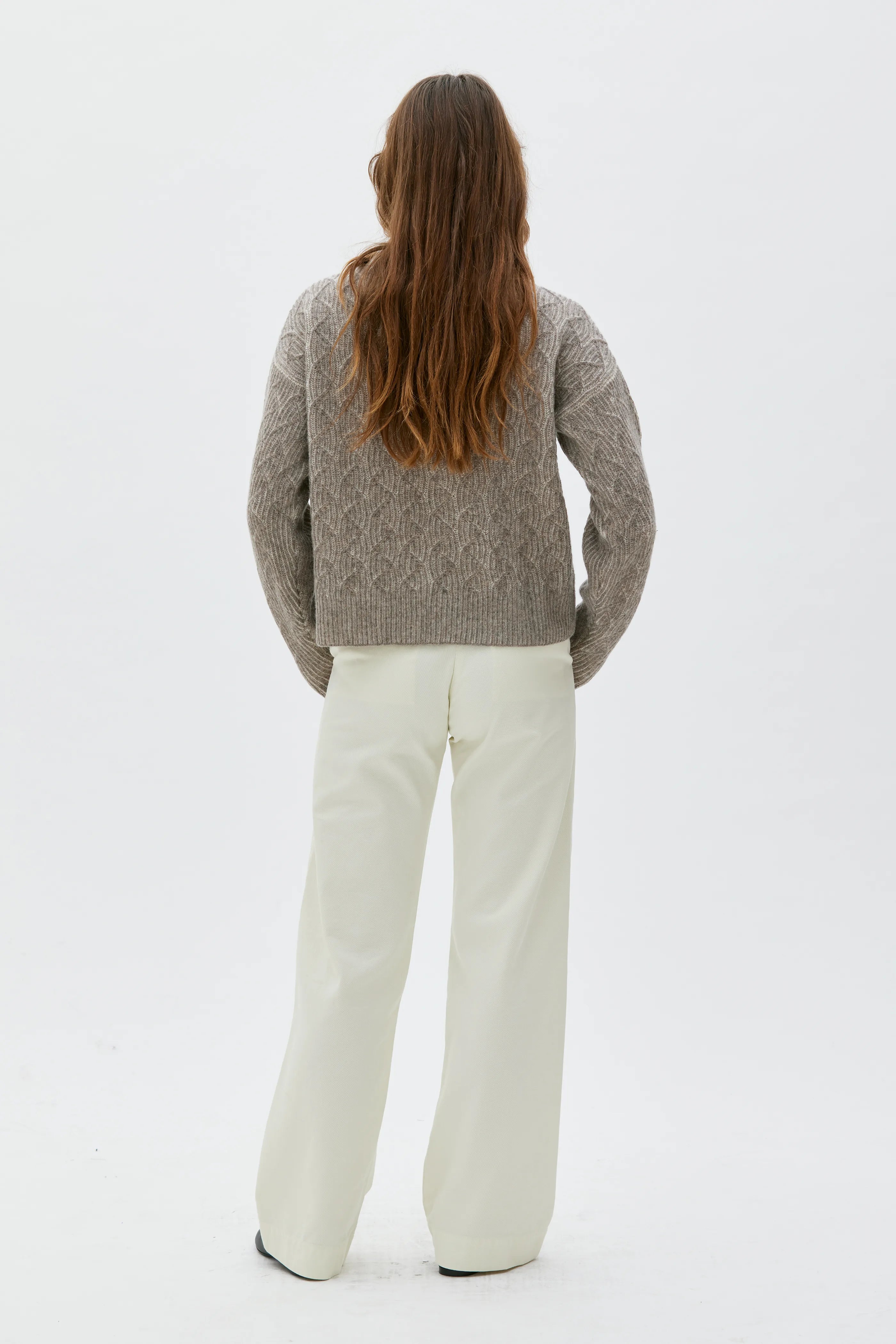 Zoya Tvåfärgad Lammullströja - Taupe