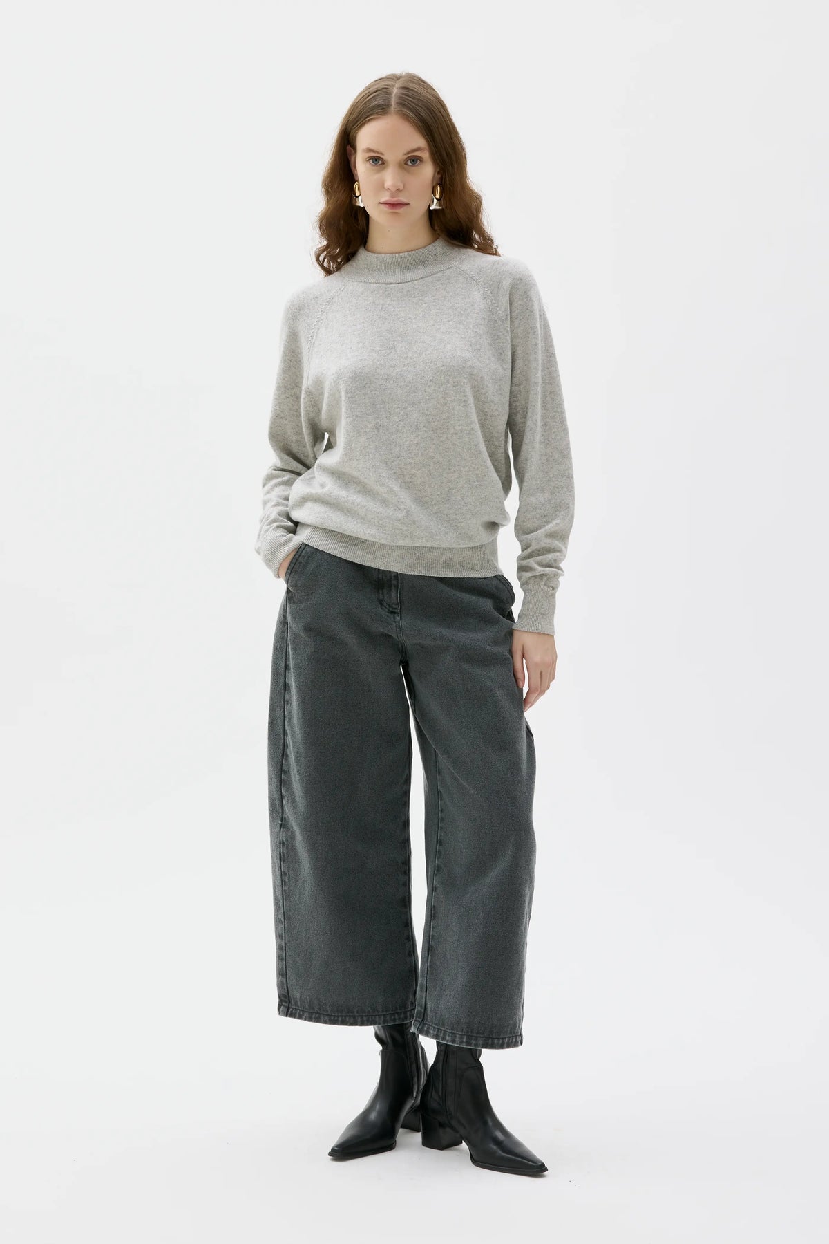 Adila Raglan Cashmere Sweater - Grey