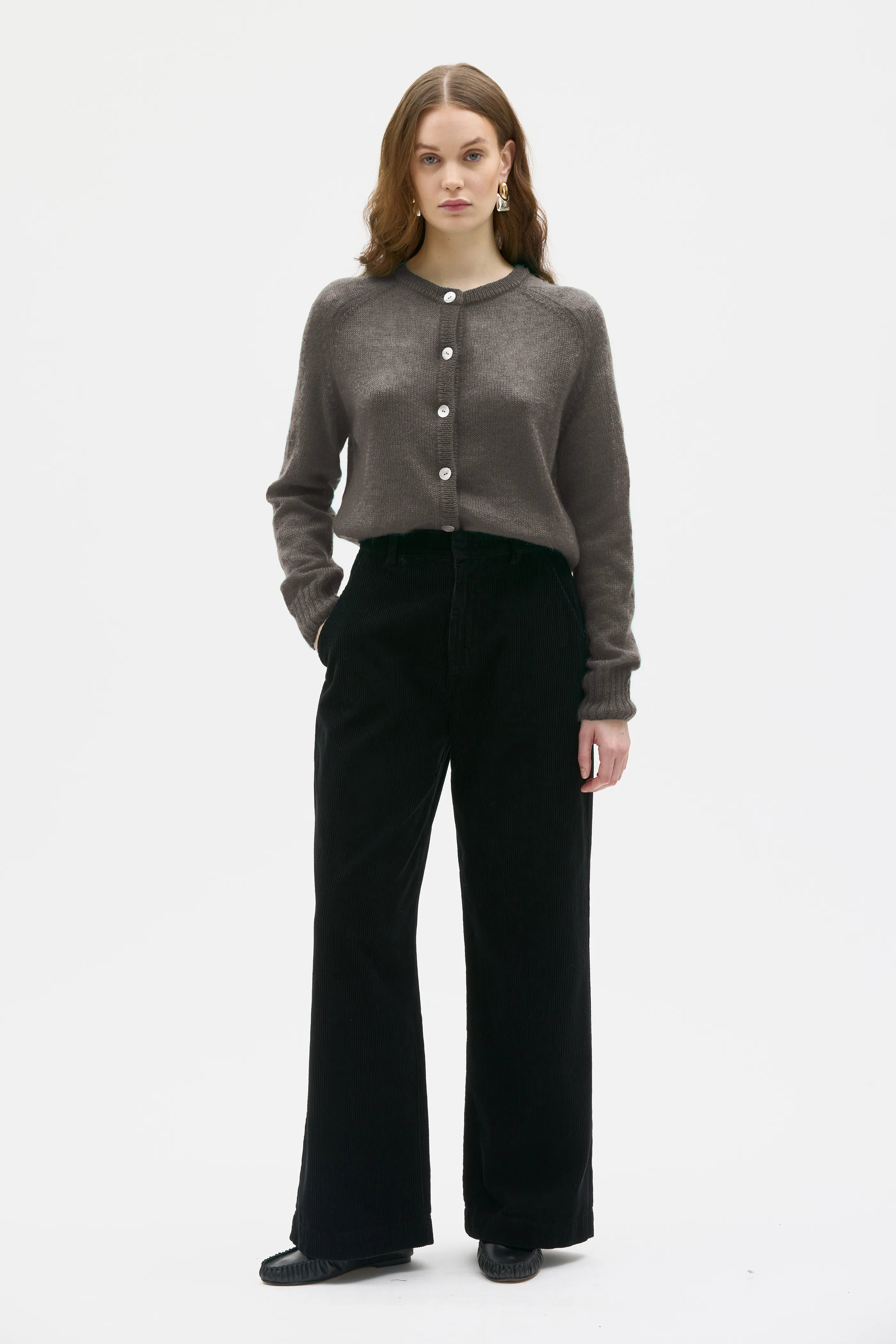 Saio Silk Mohair Cardigan - Moleskin