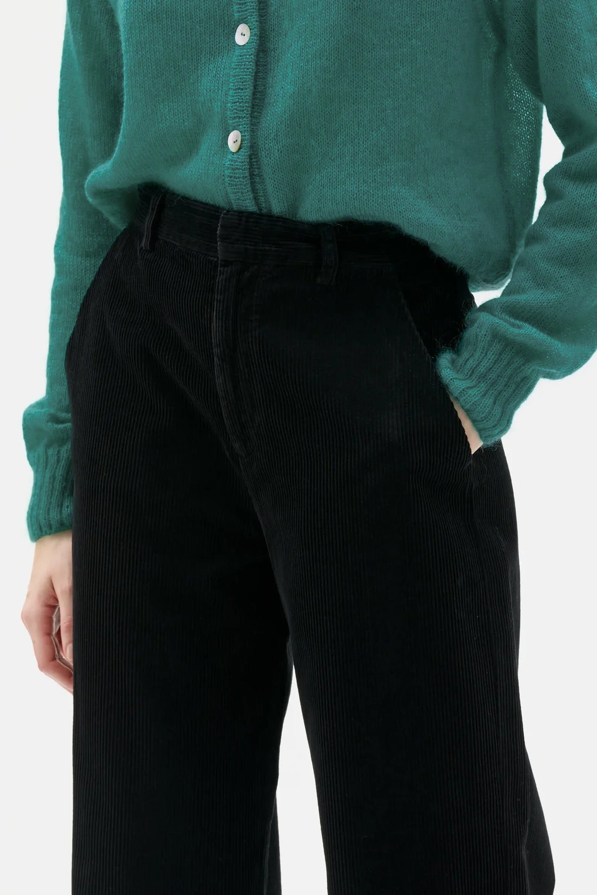 Aya Wide Leg Corduroy Trousers - 59 Black