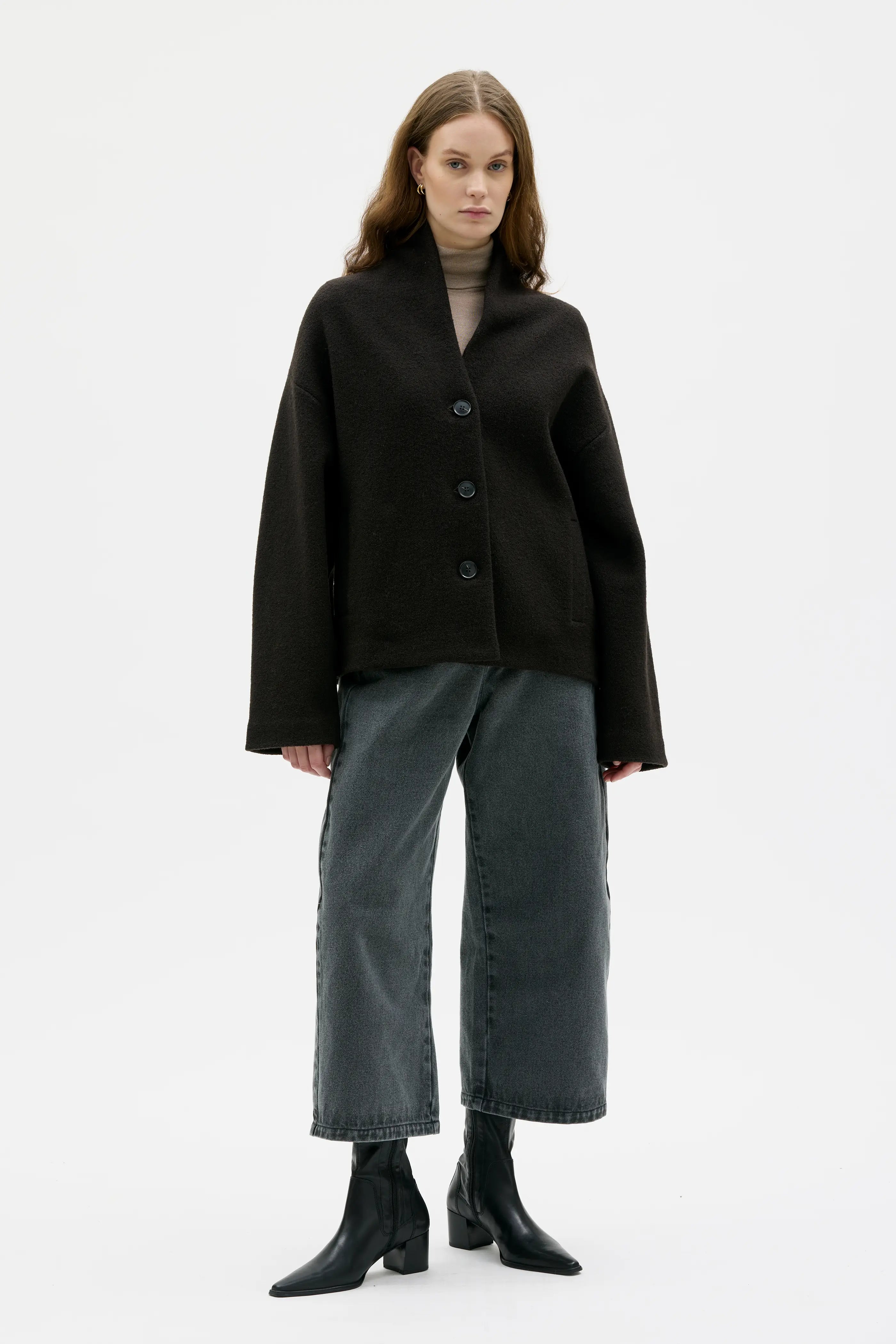 Hale Boiled Wool Jacket - Morel Brown