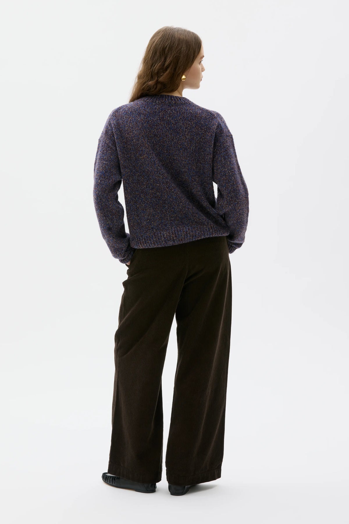 Iza Wool Silk Cashmere Mouliné Sweater - Blue Brown Mouliné