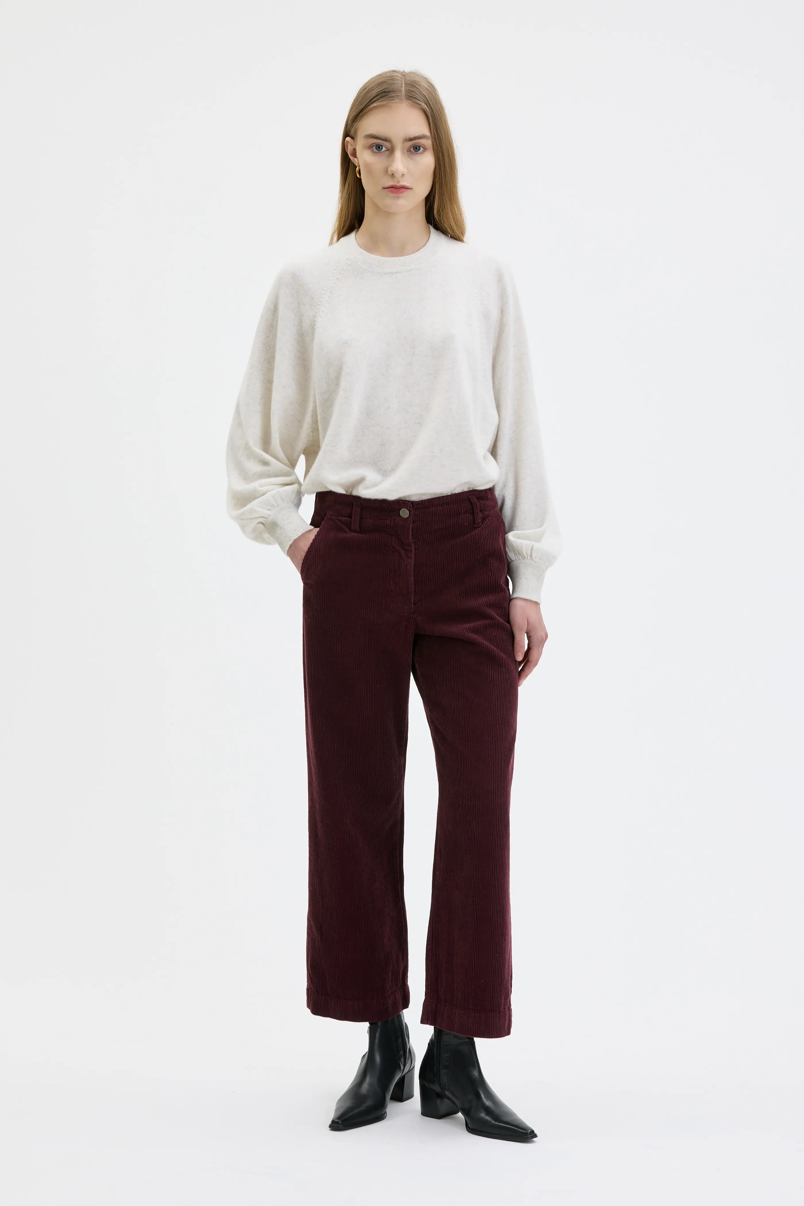 Lail Organic Cotton Corduroy Trousers - Grape