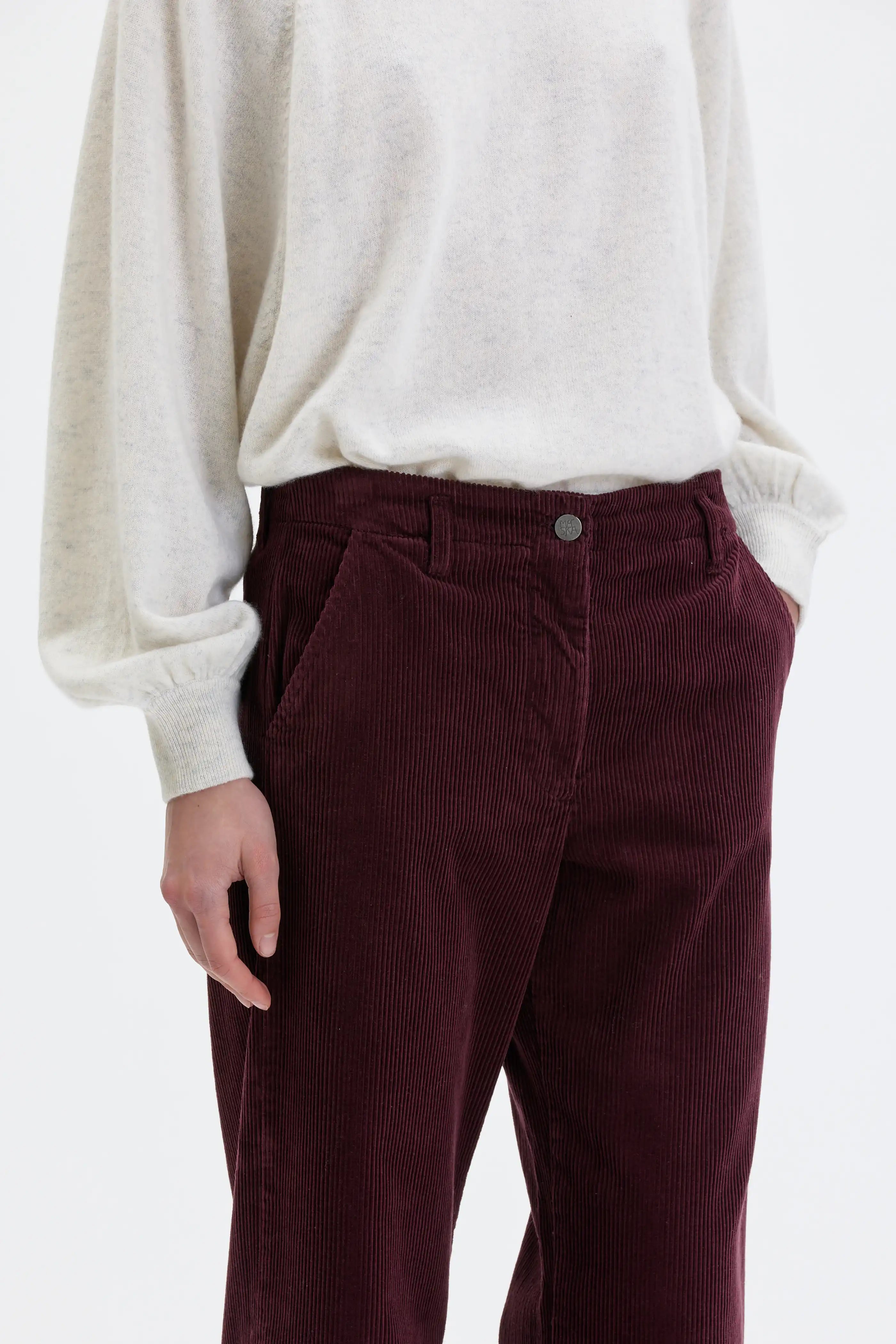 Lail Organic Cotton Corduroy Trousers - Grape