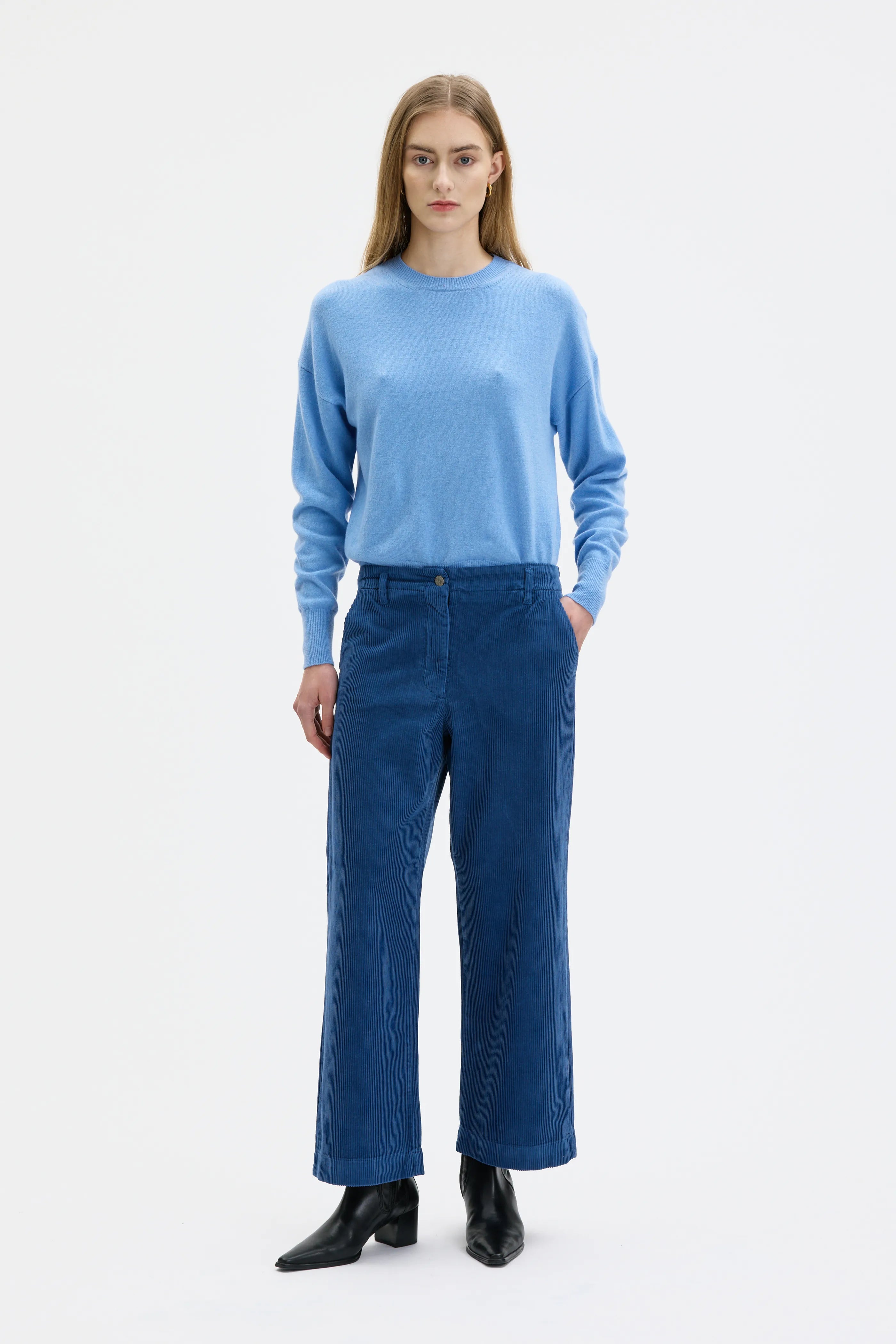 Lail Organic Cotton Corduroy Trousers - Lazuli Blue