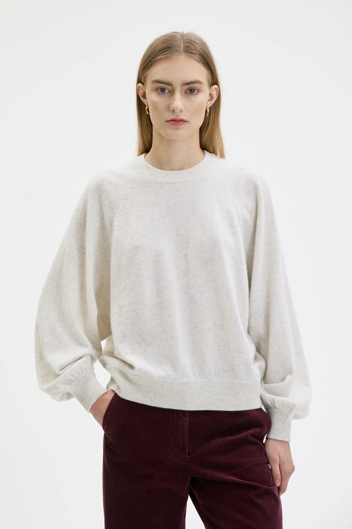 Aiza Cashmere Sweatshirt – Light Grey Melange