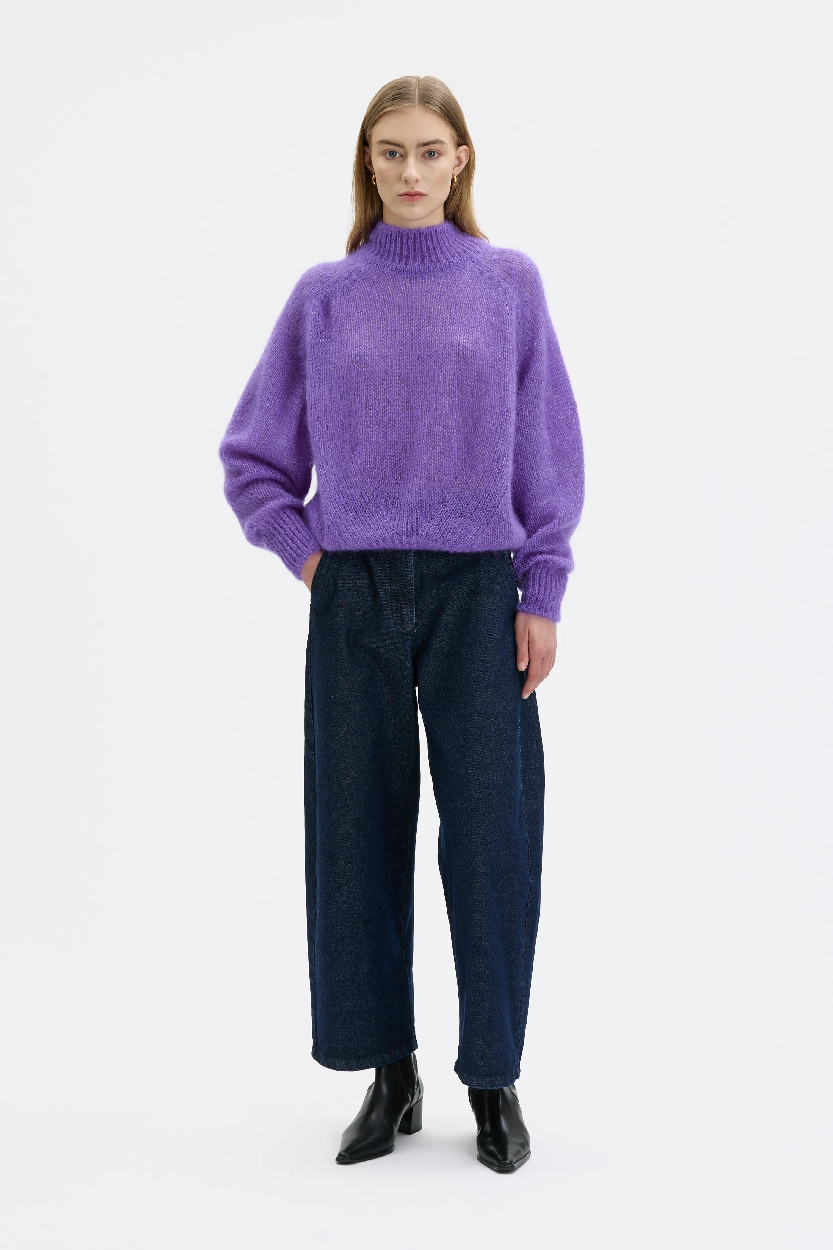 Faye Chunky Mohair Silk Sweater - Lilac