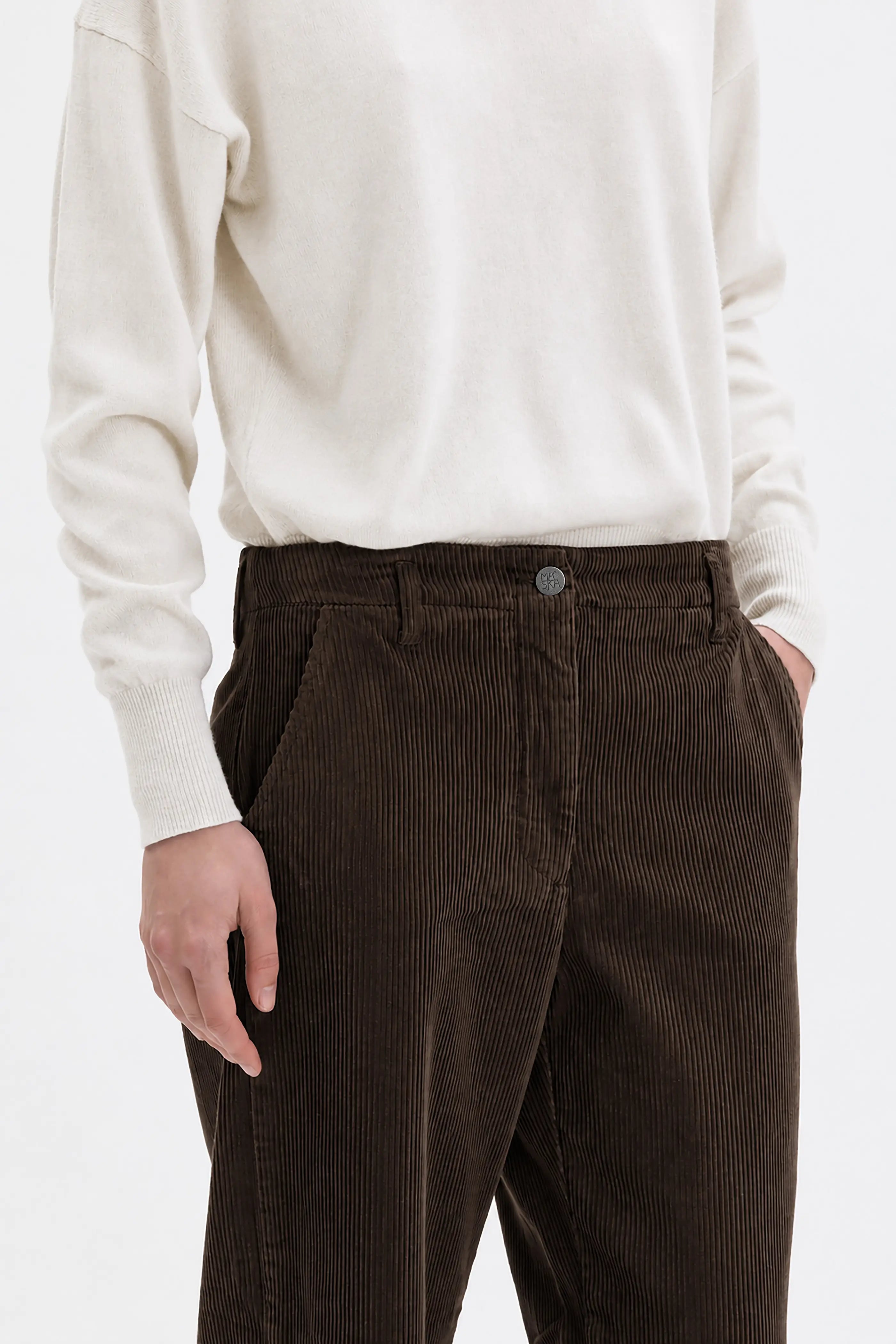 Lail Organic Cotton Corduroy Trousers - Morel Brown