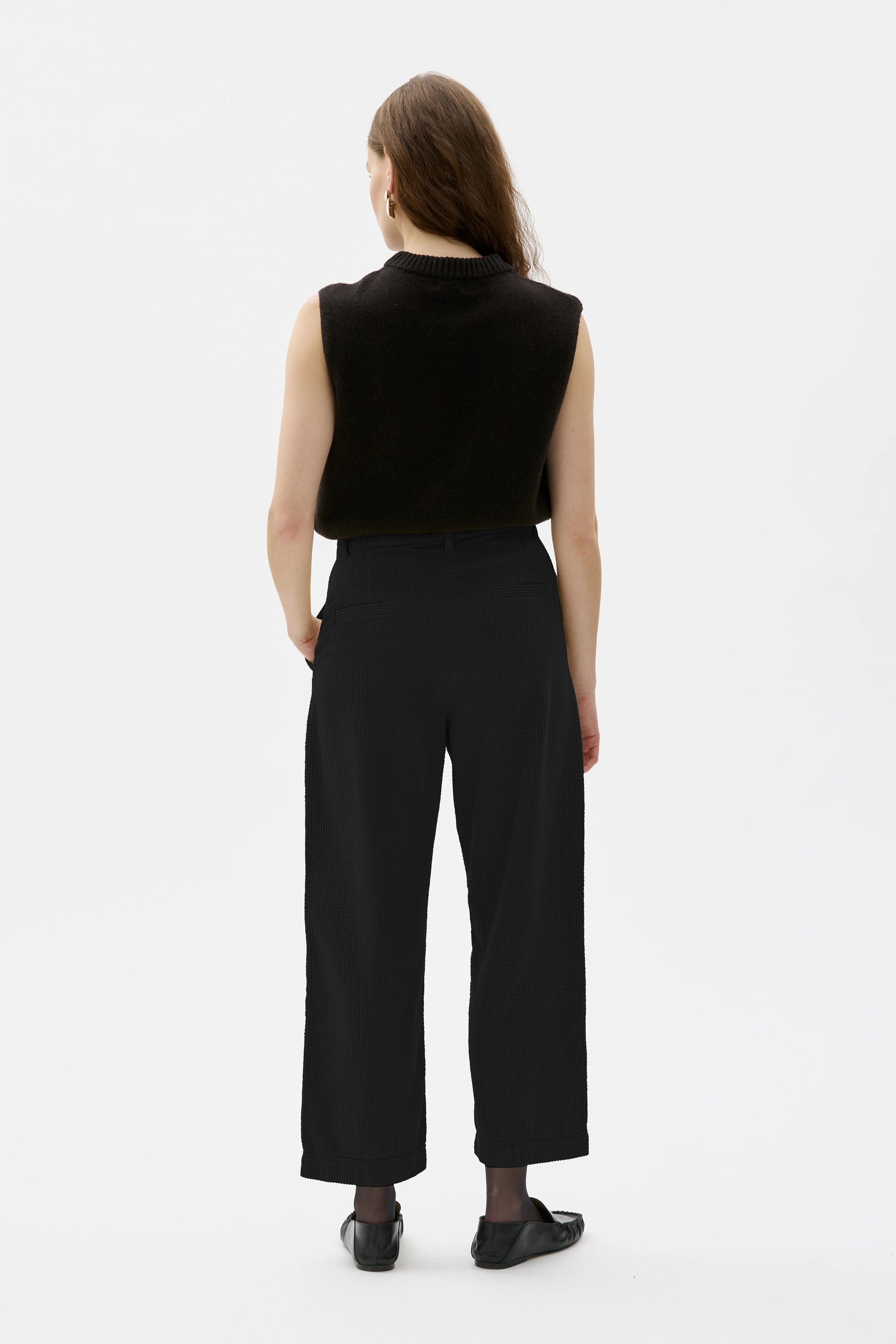 Sola Organic Corduroy Curved Trousers - Black