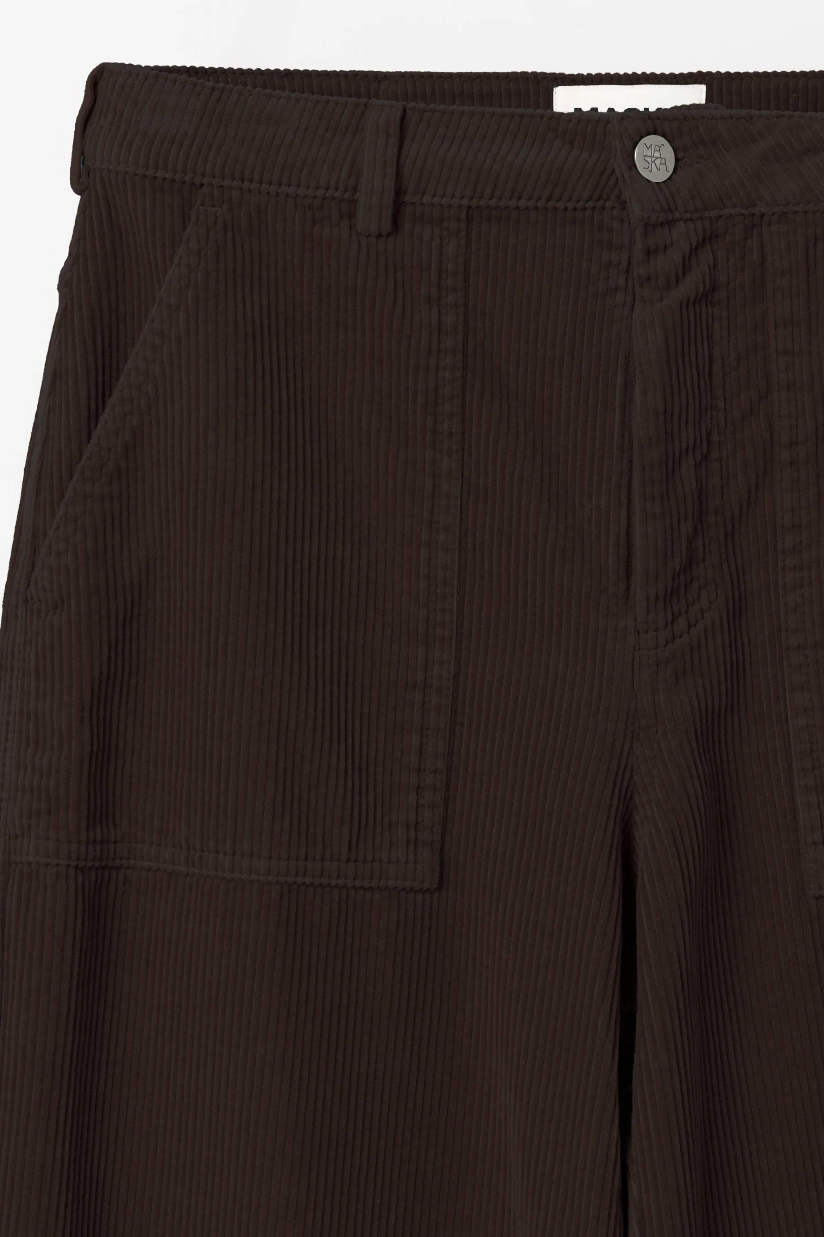 Ruth Barrel Leg Organic Cotton Corduroy Trousers - Morel Brown