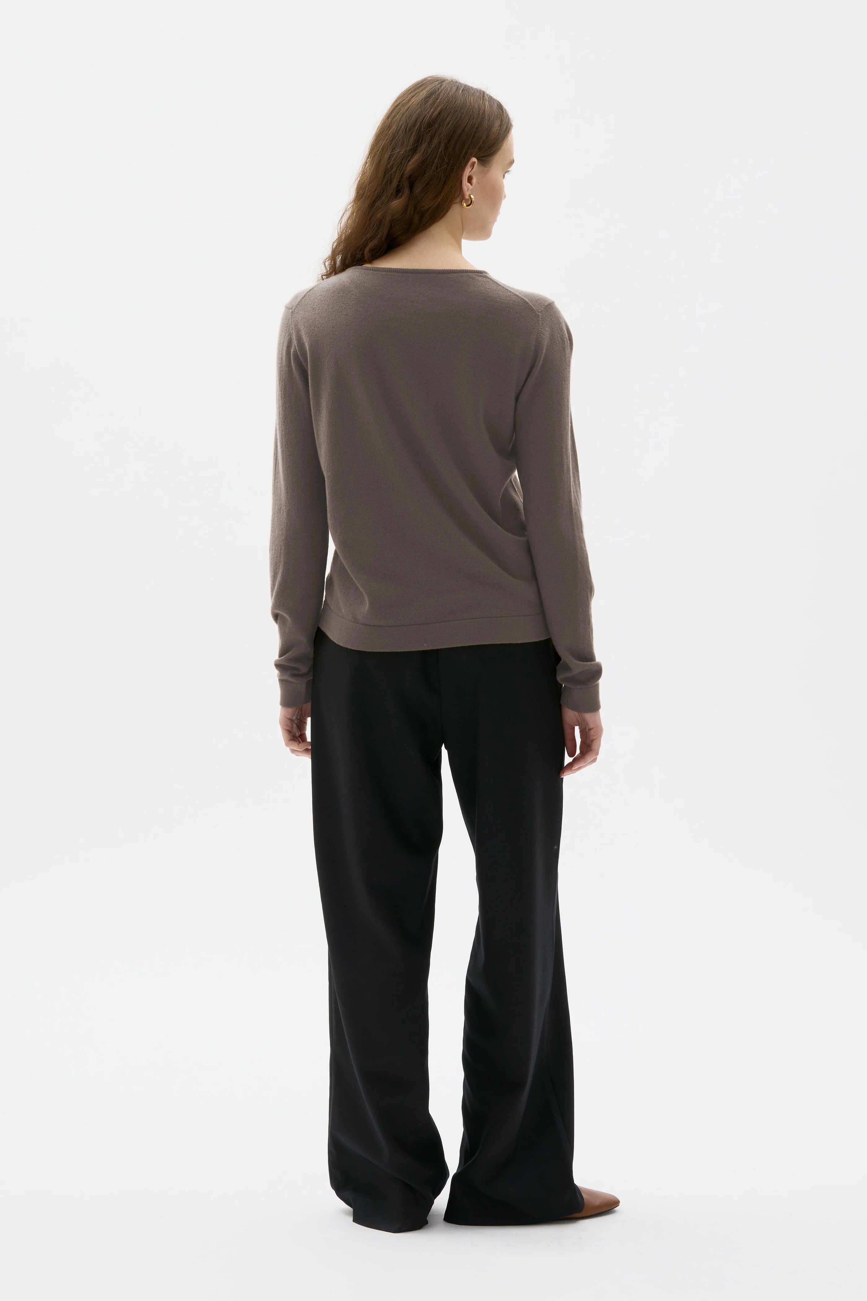 Silo Fine Cashmere Round Reck Sweater - Moleskin
