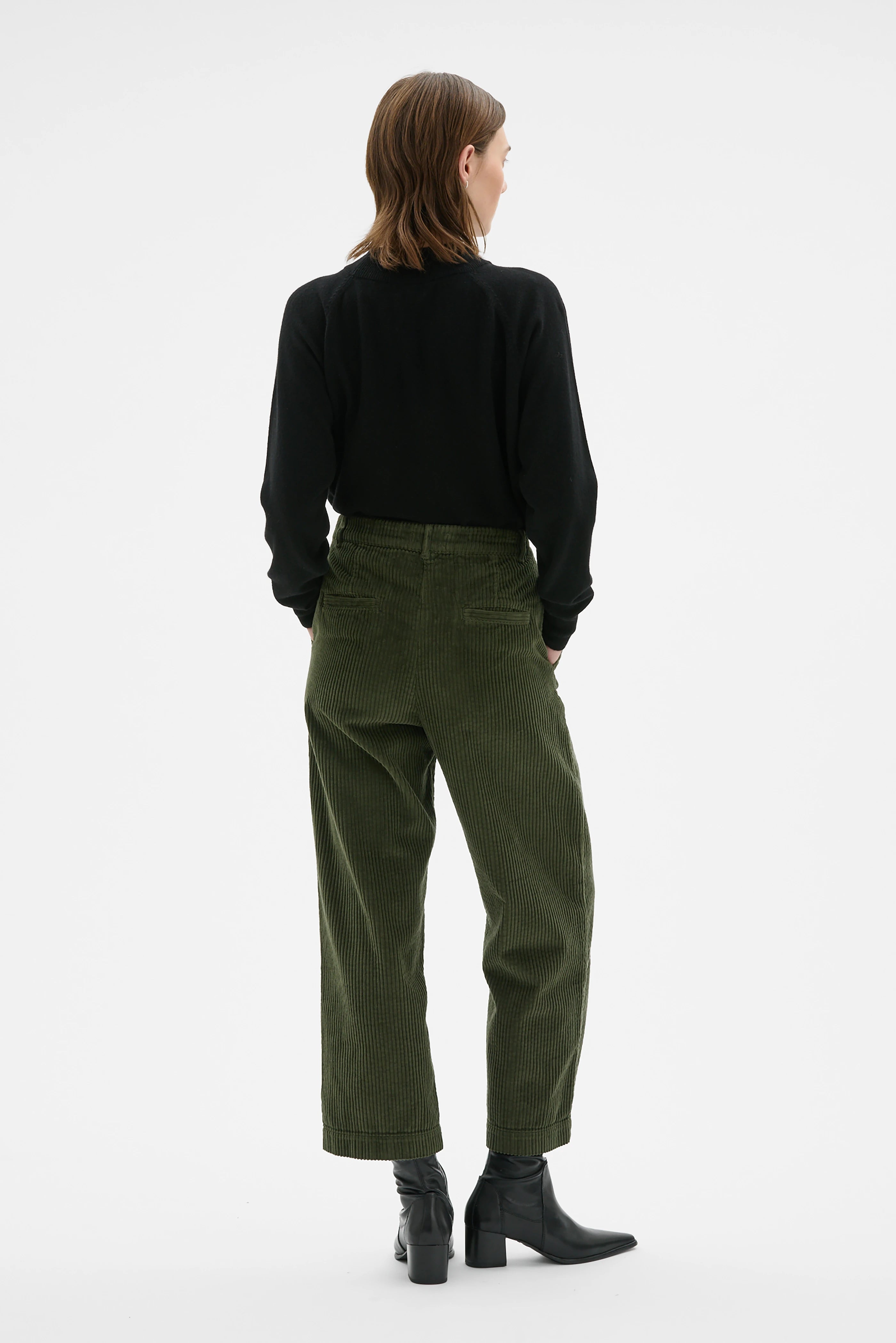Sola Organic Corduroy Curved Trousers - 32 Lizard Green