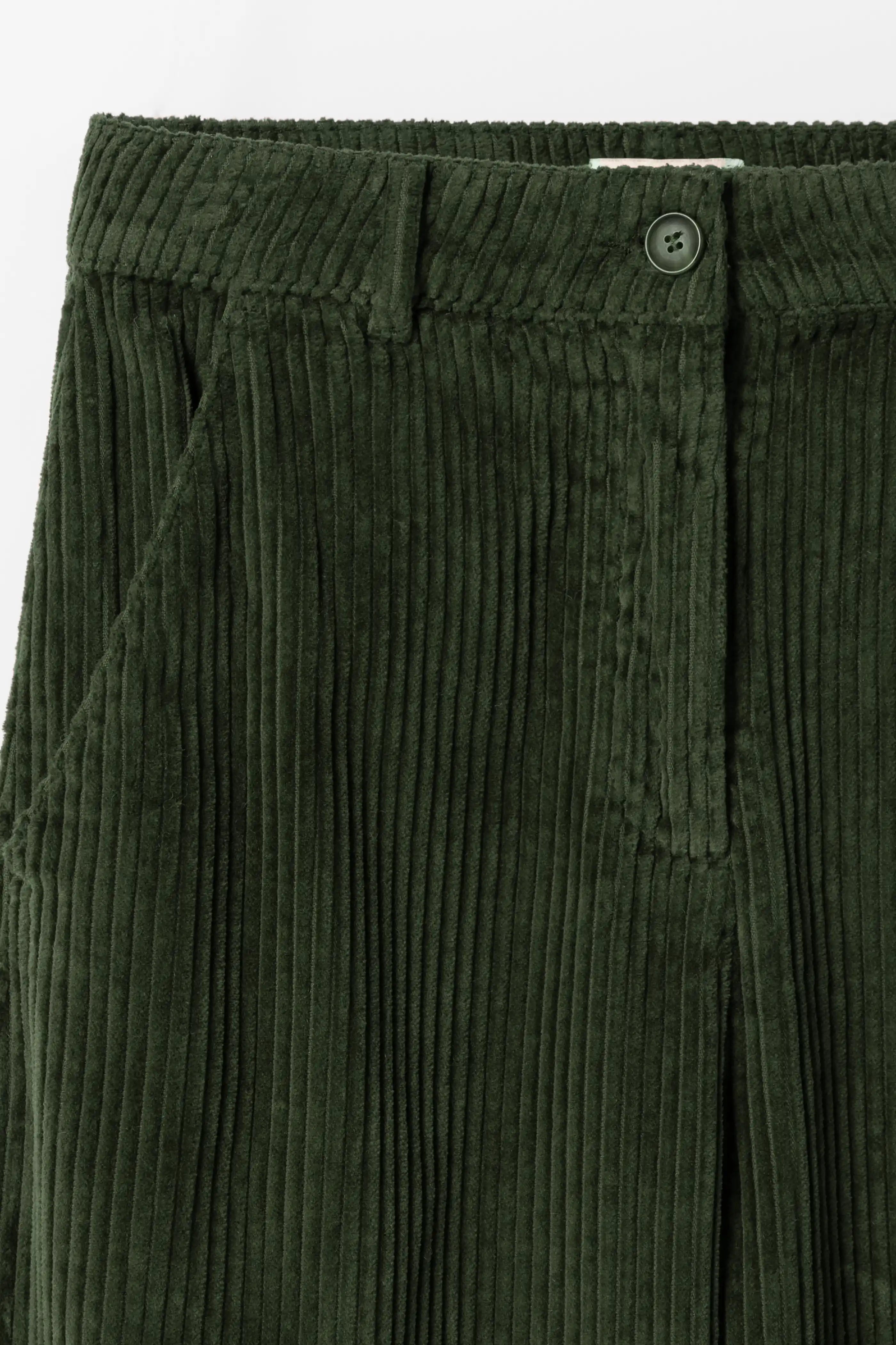 Sola Organic Corduroy Curved Trousers - 32 Lizard Green