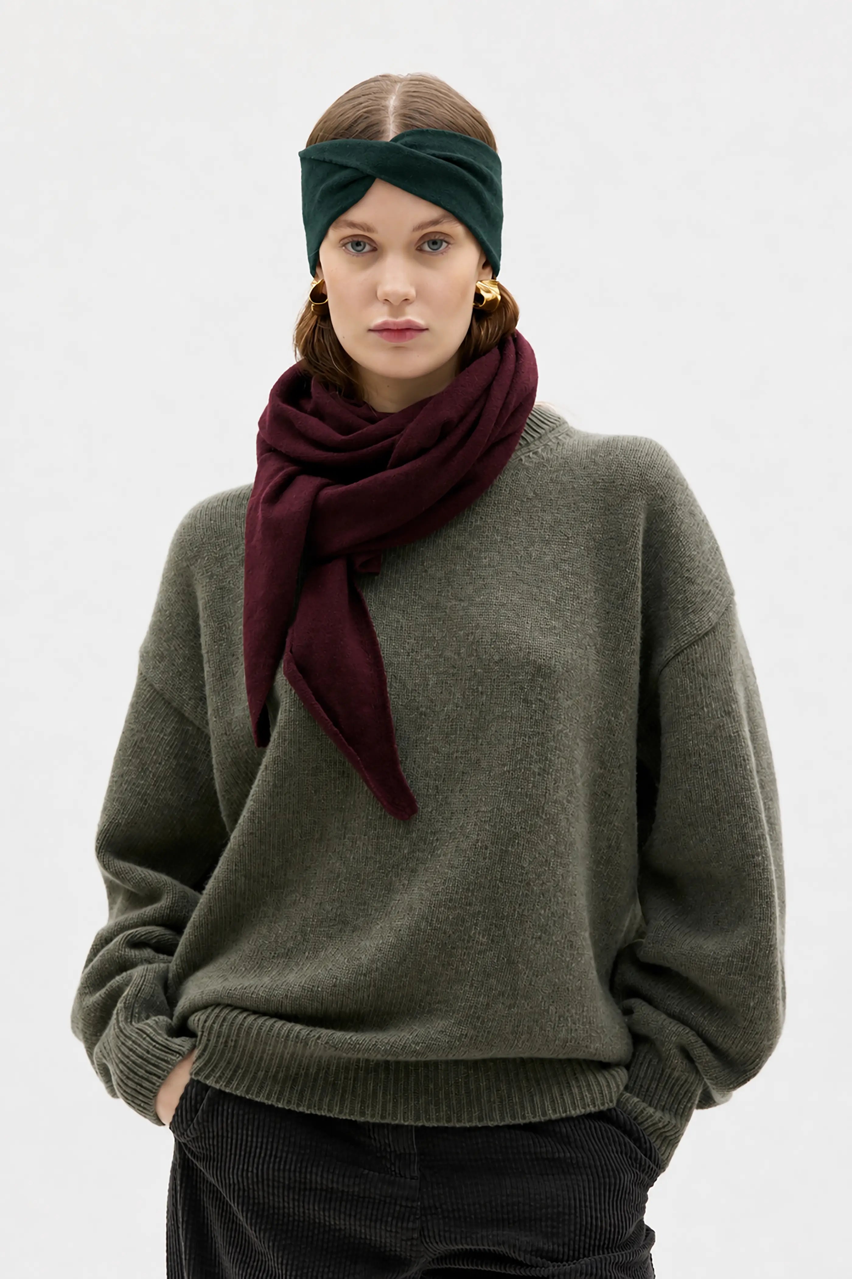 Sue Twisted Headband - Dark Pine Green