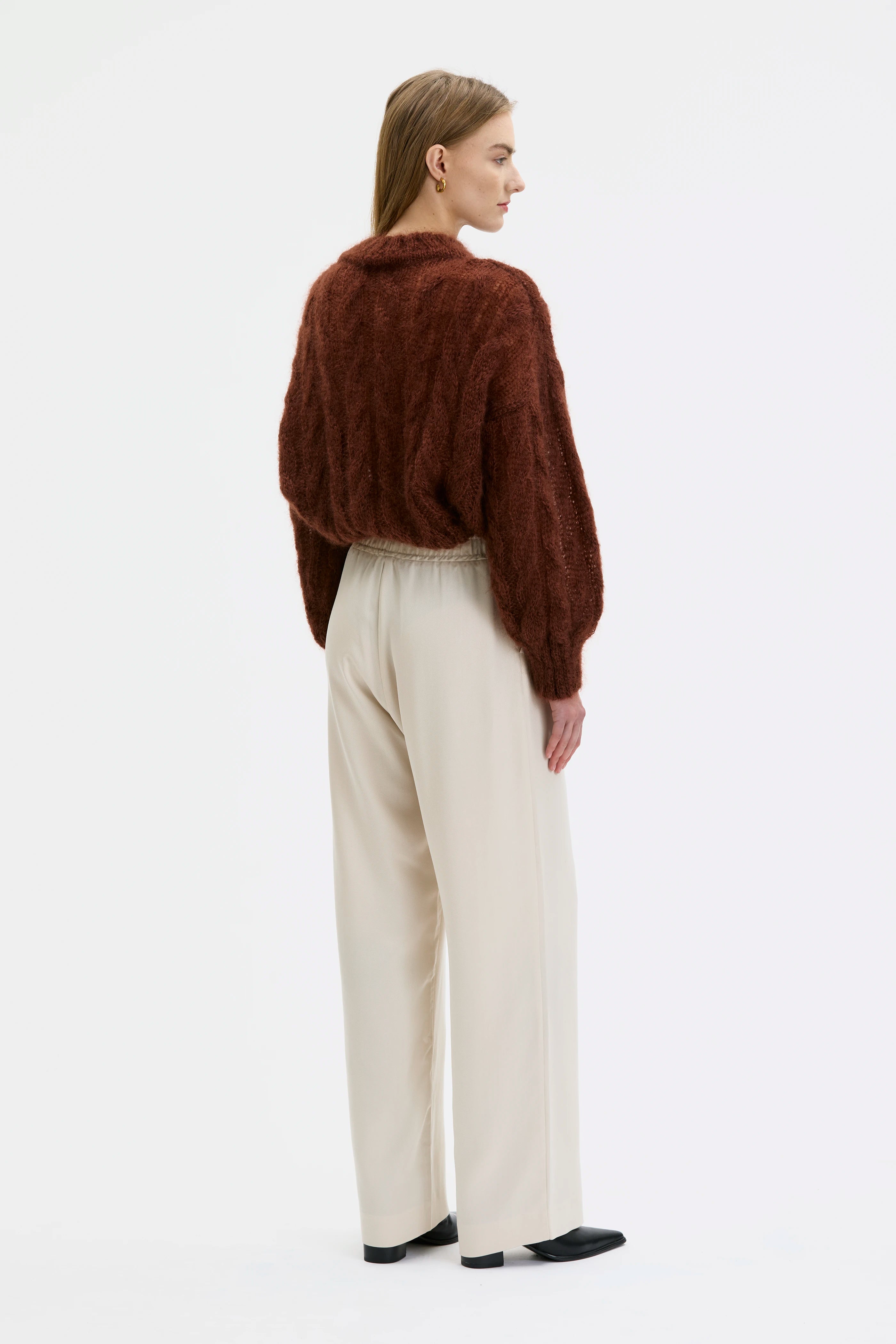 Valli Long Tencel Twill Trousers - Sand