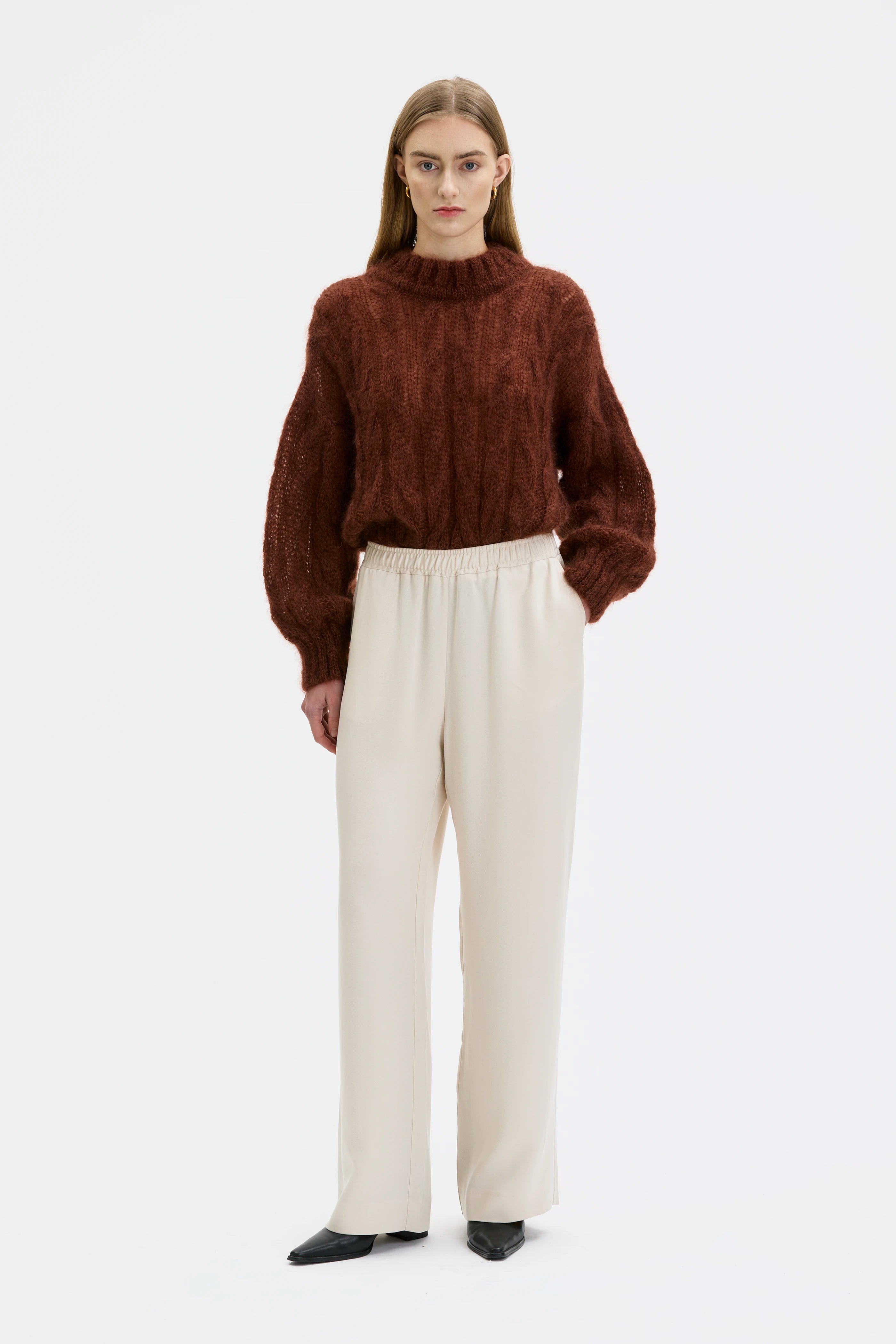 Valli Long Tencel Twill Trousers - Sand