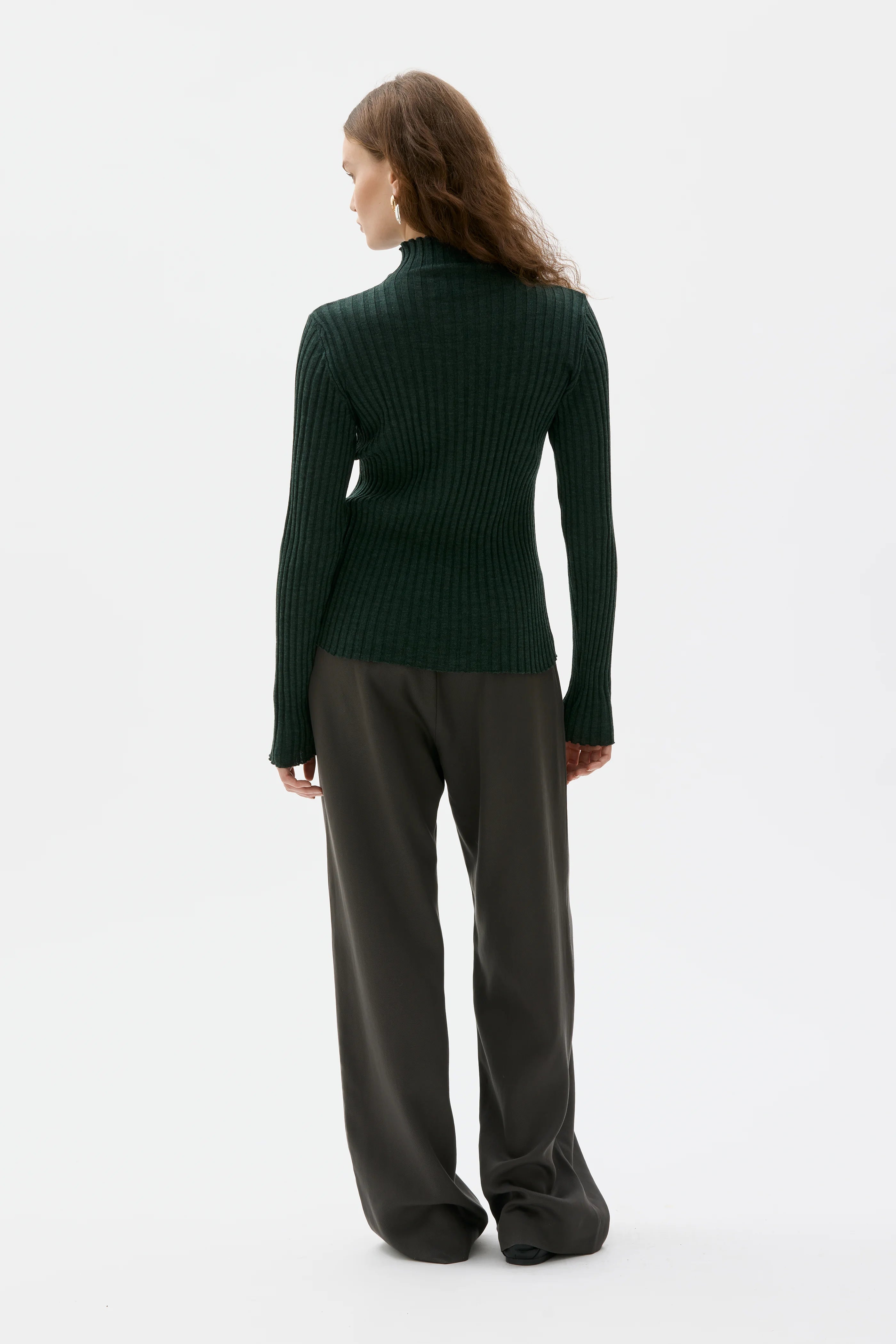 Valli Long Tencel Twill Trousers - Shiitake Brown
