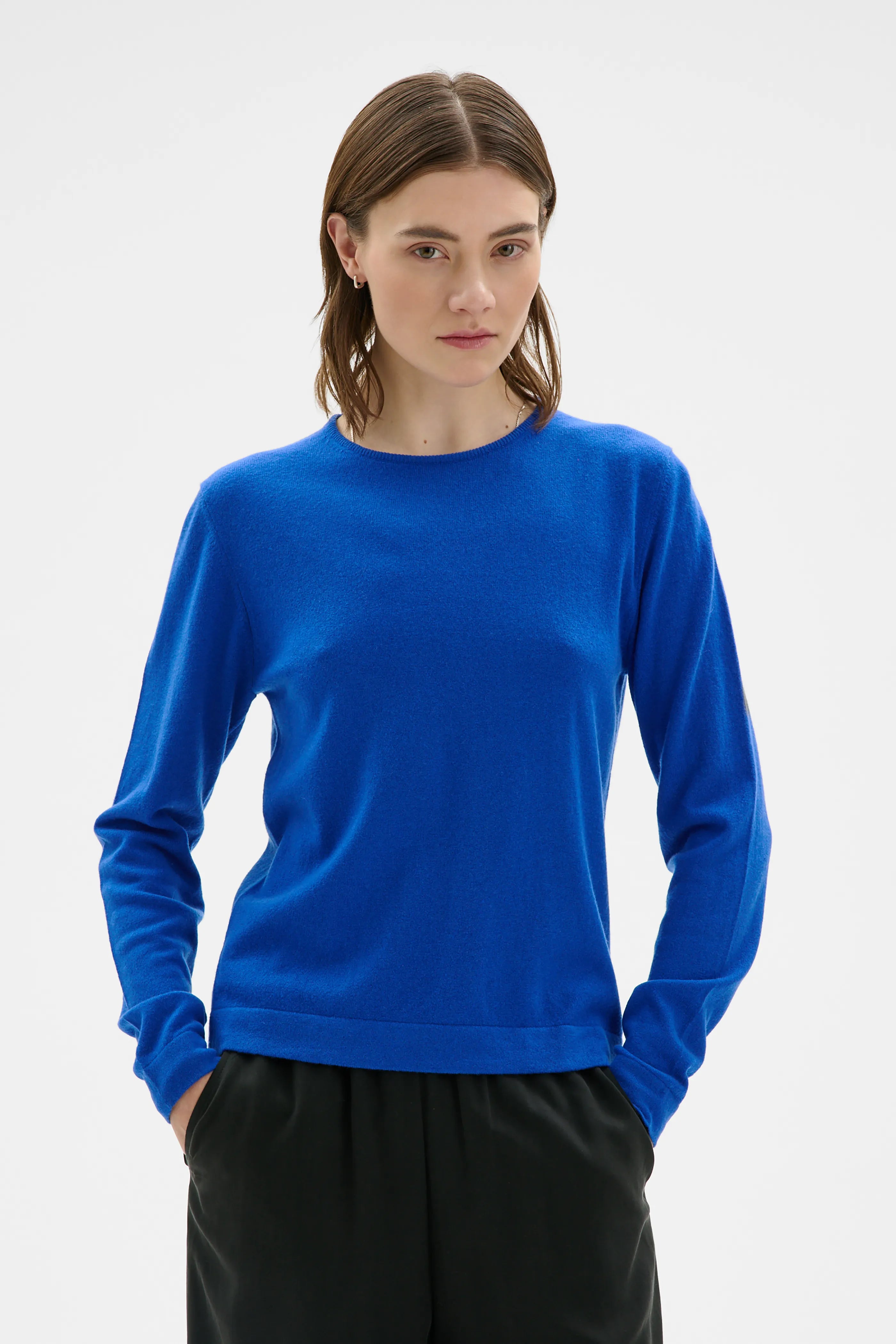 Silo Fine Cashmere Round Neck Sweater - Klein Blue