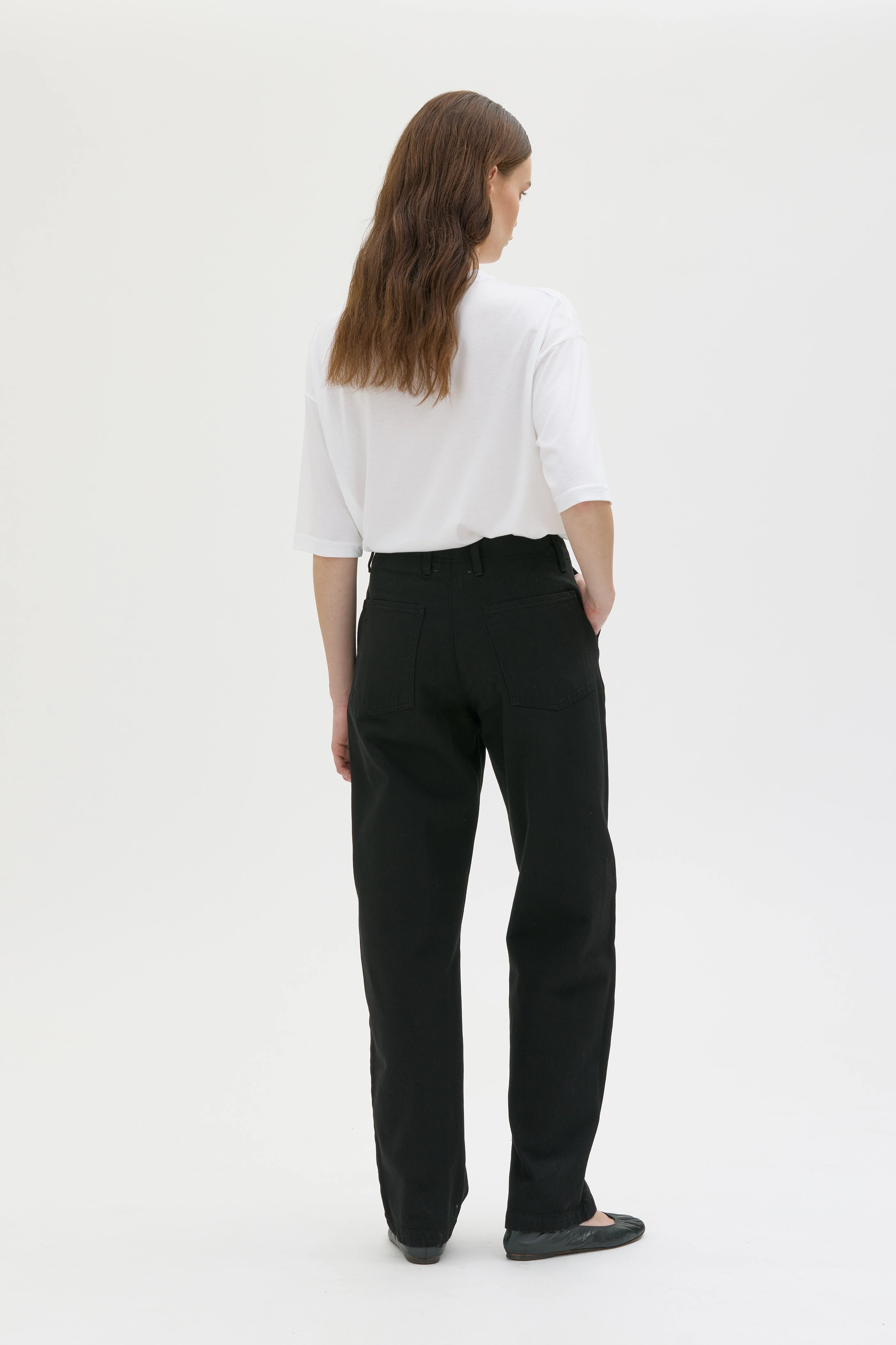 Zelda Organic Cotton Twill Straight Leg Trousers – Black