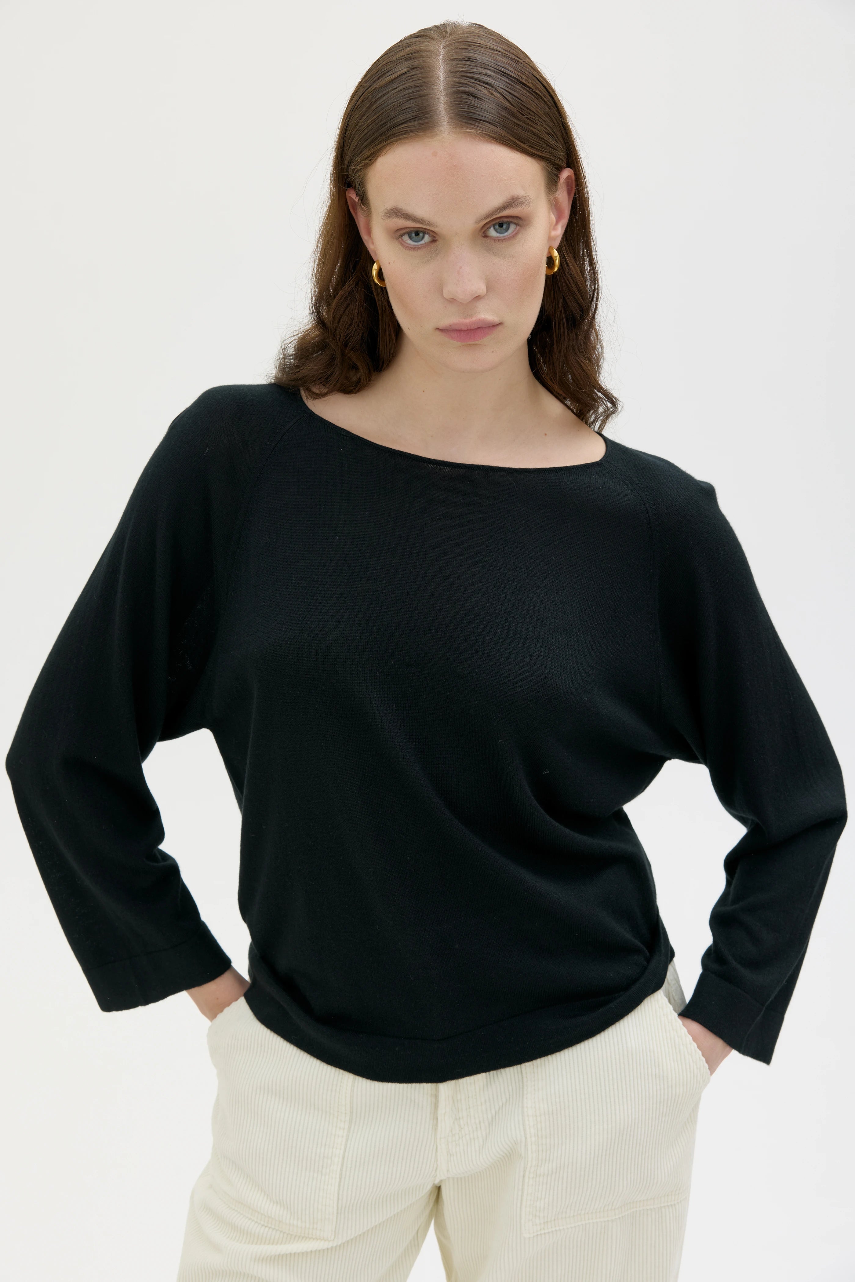 Yvonne Silk Cashmere Top – Black