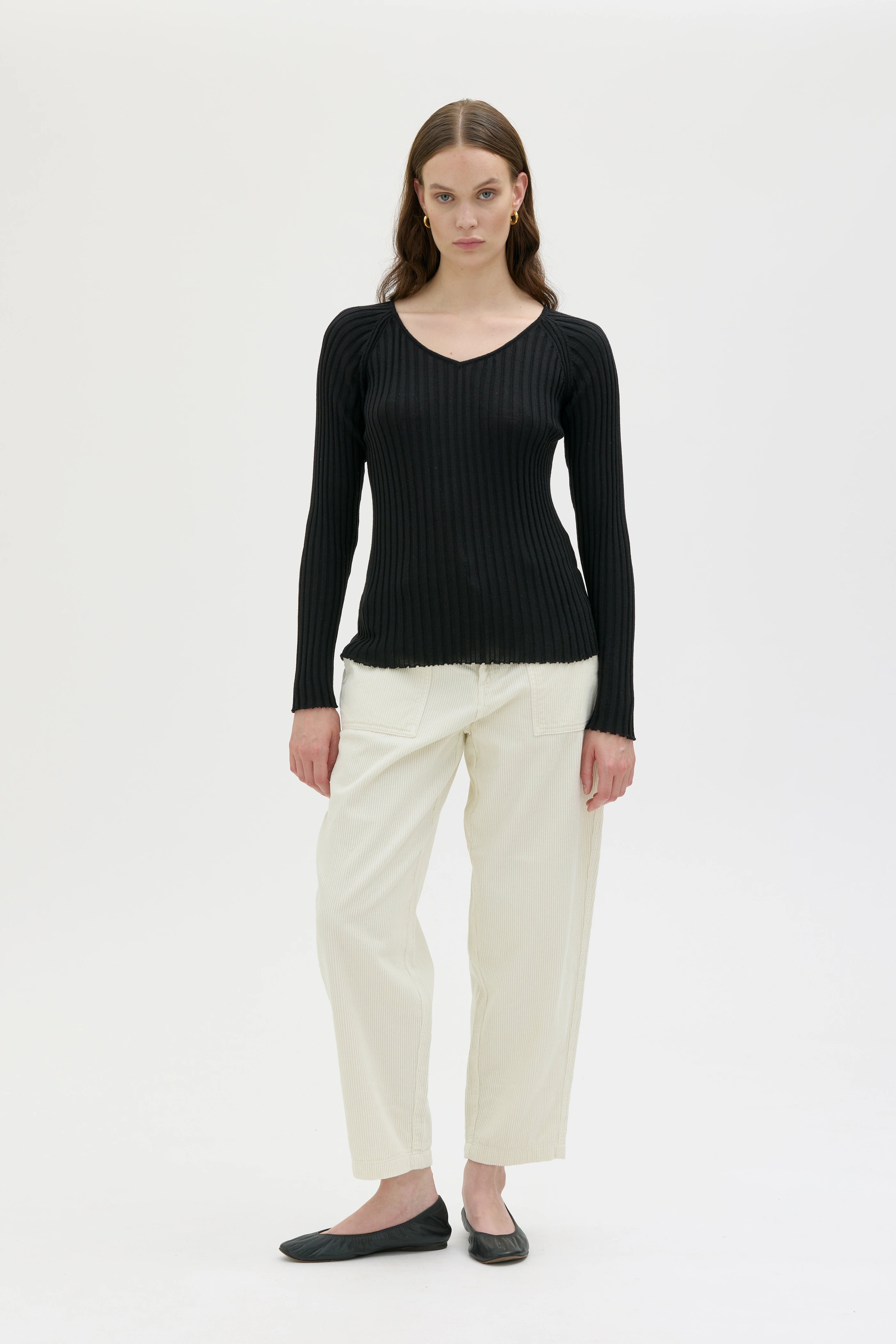 Hero Ribbed Fine Merino Wool Top - Black