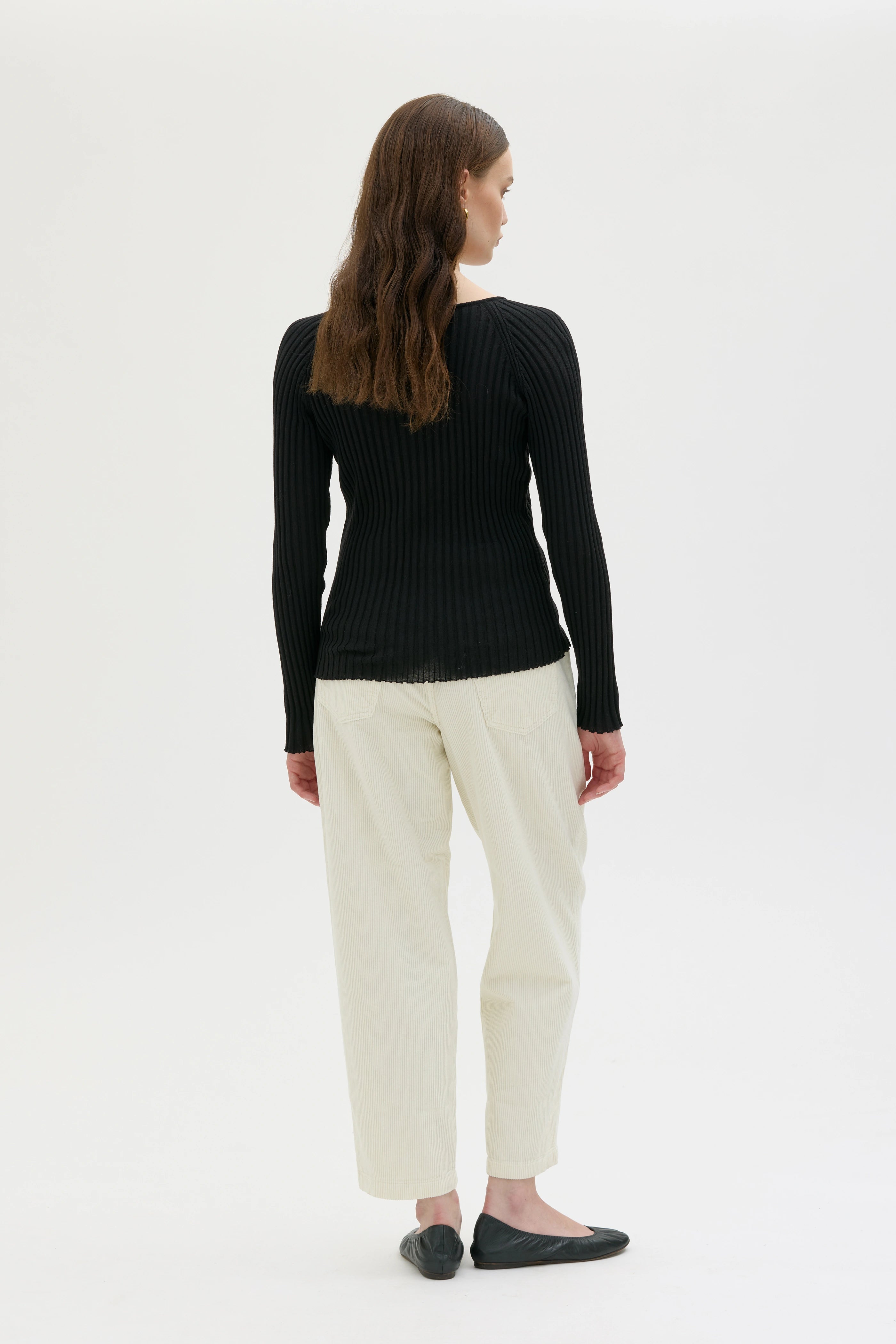 Hero Ribbed Fine Merino Wool Top - Black