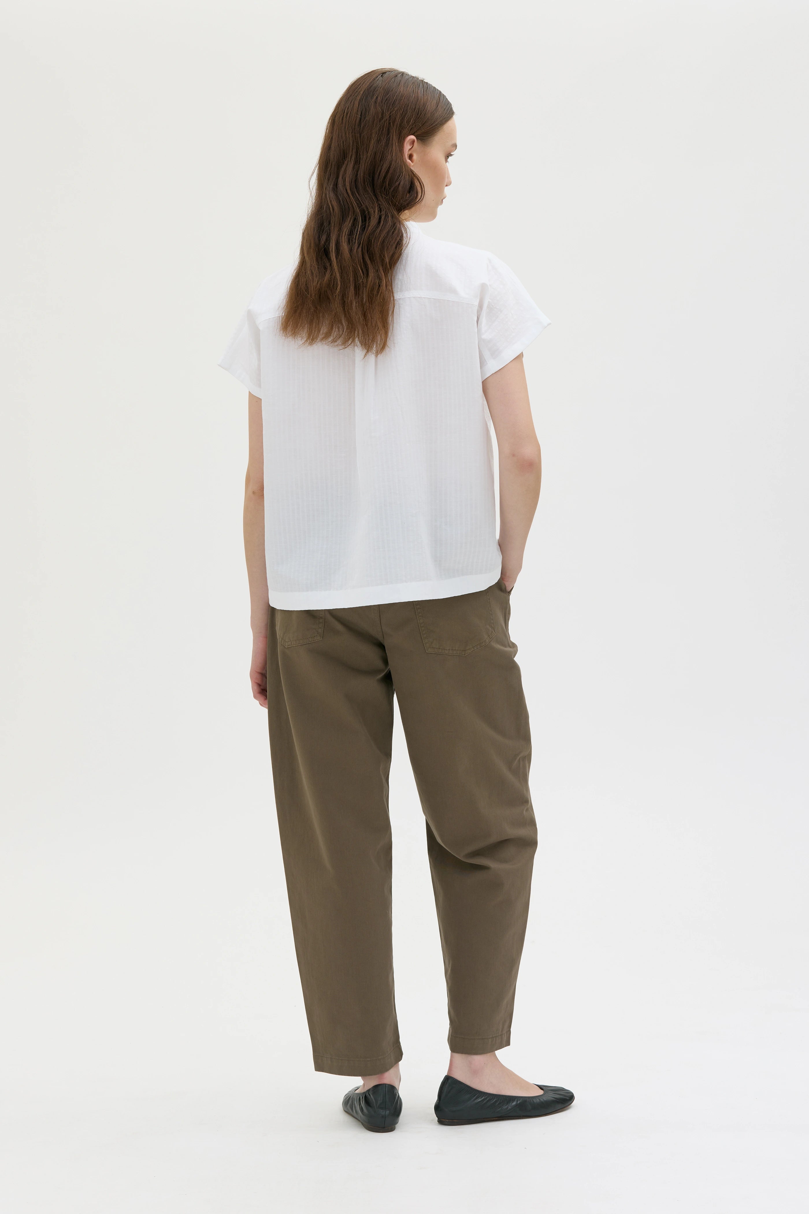 Alli Linen Cotton Shirt - White Pleated