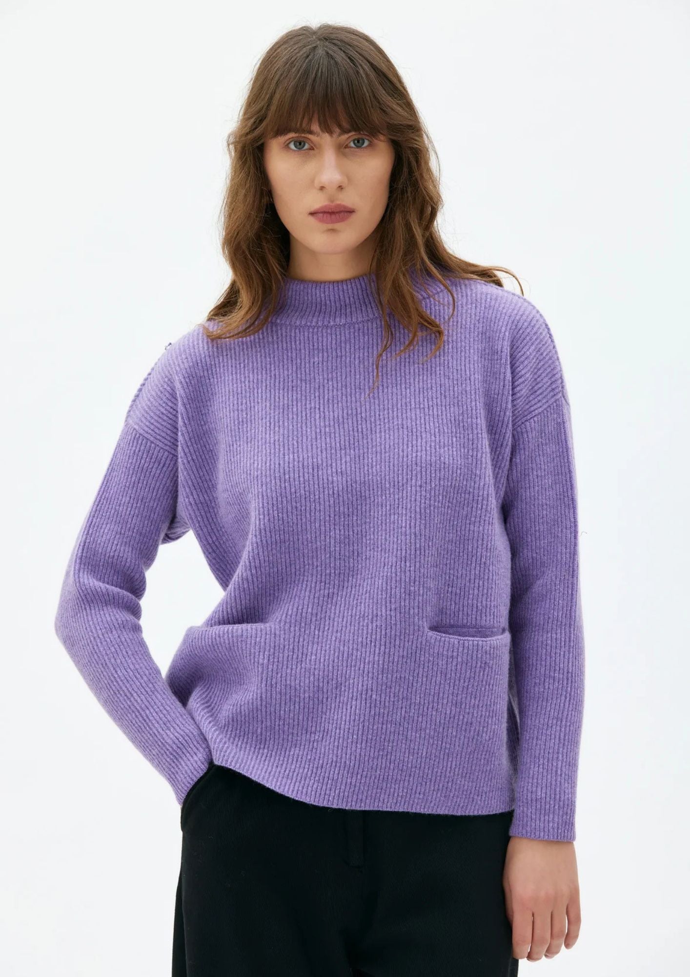 Helga Lambswool Sweater With Pockets - Lilac