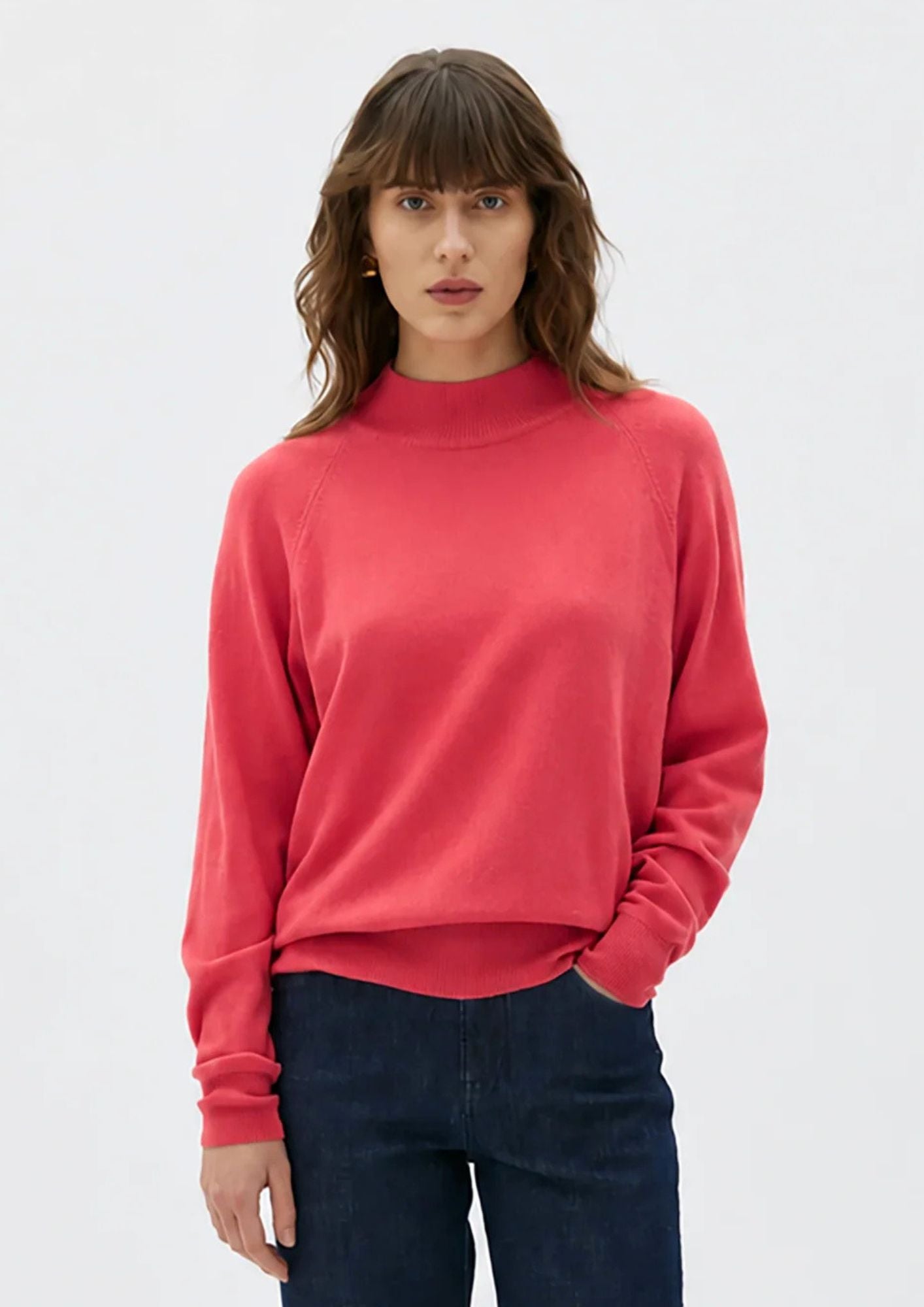 Adila Raglan Cashmere Sweater - Begonia Pink