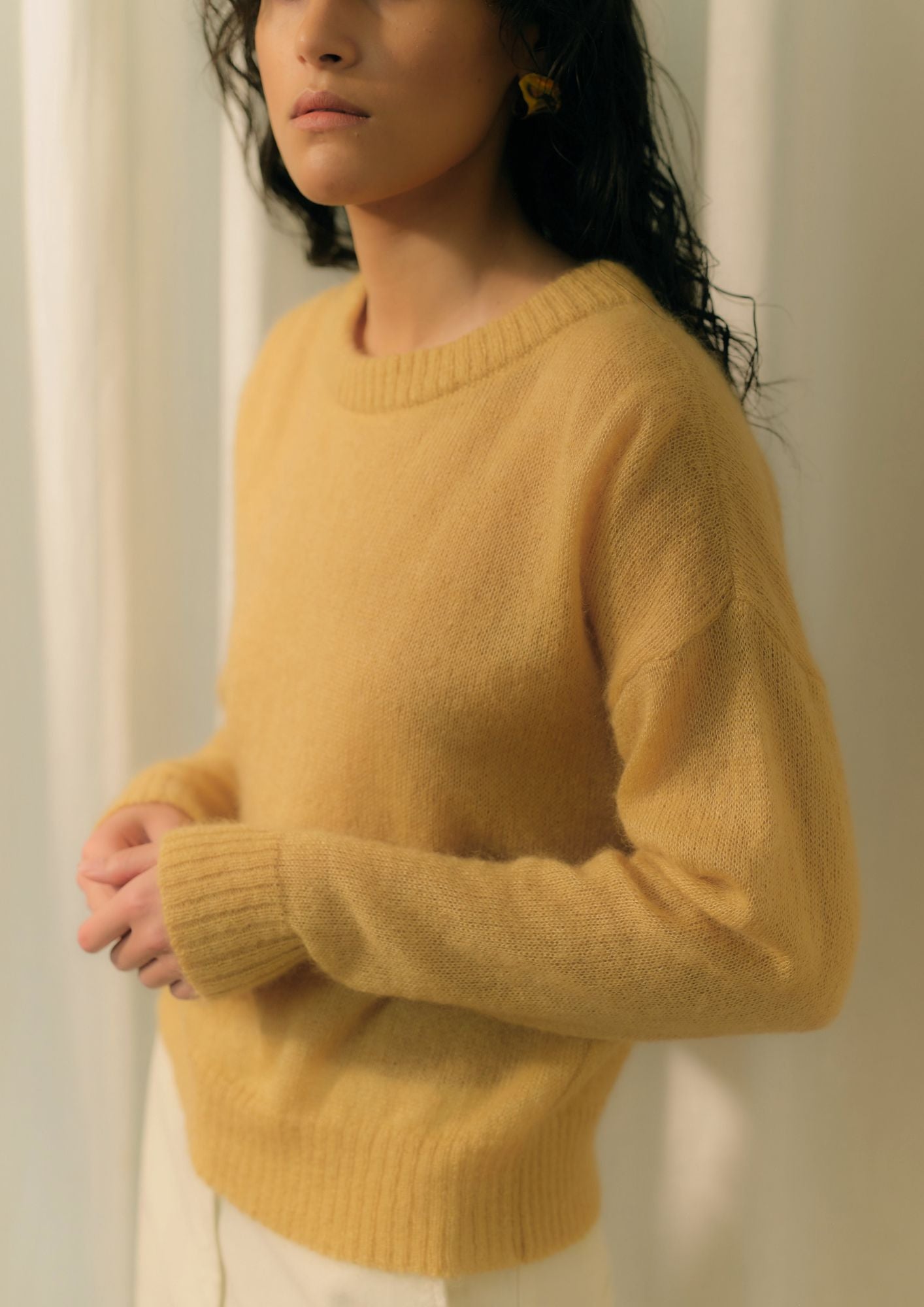Yara Light Silk Mohair Sweater – 22 Pale Yellow