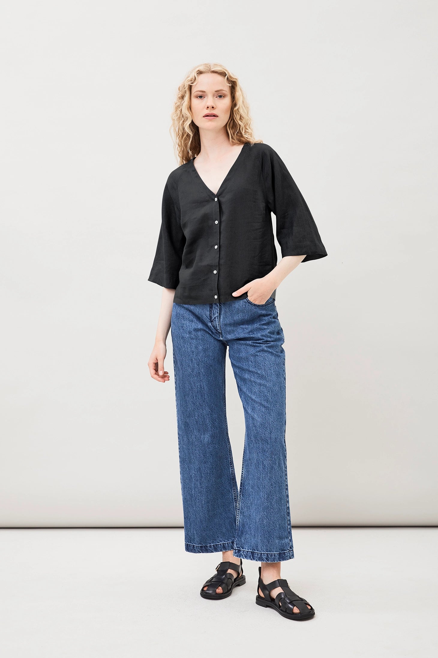 Tiril Linen Blouse - Black