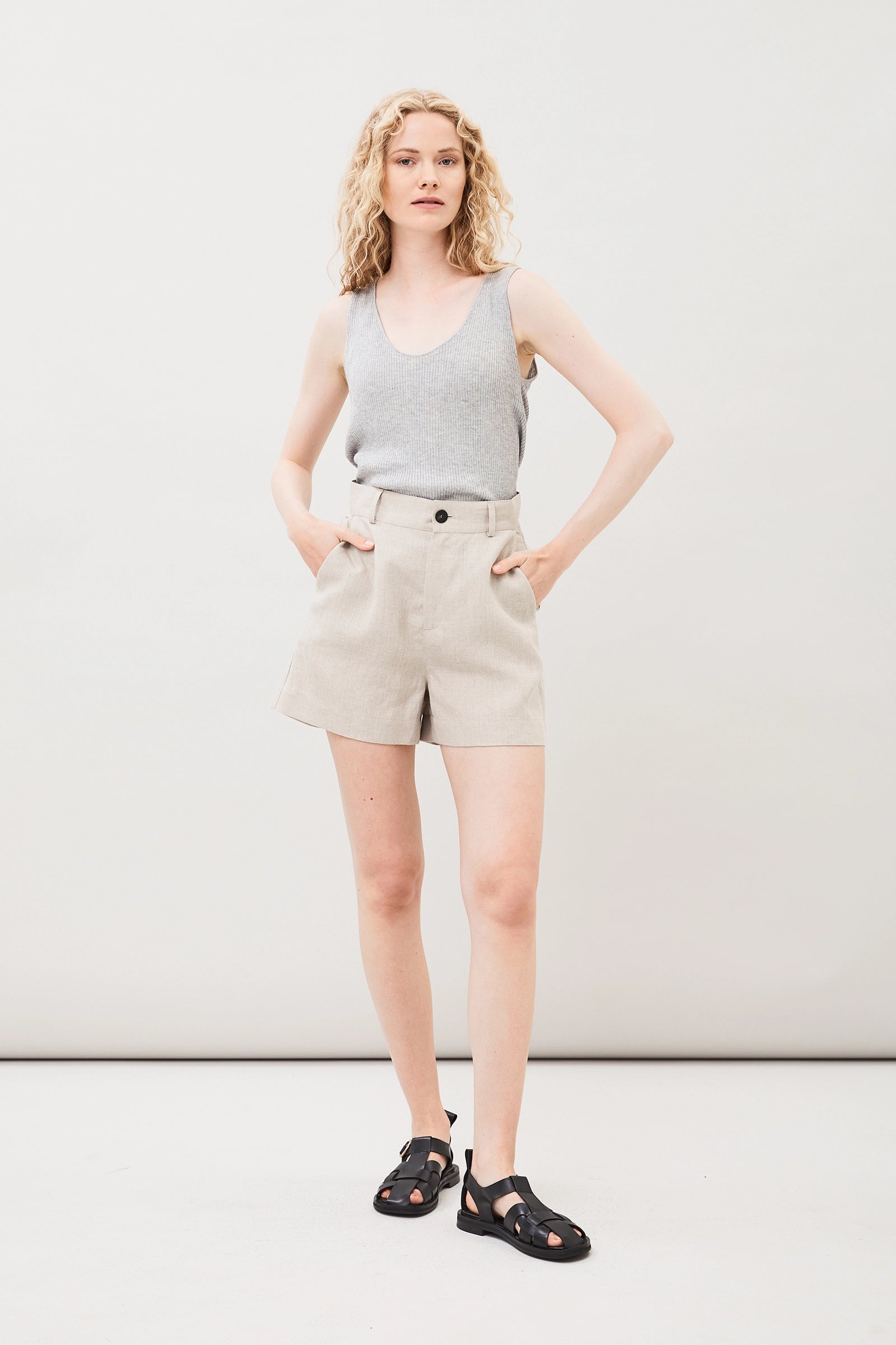 Kaia Linneshorts - Oat Beige