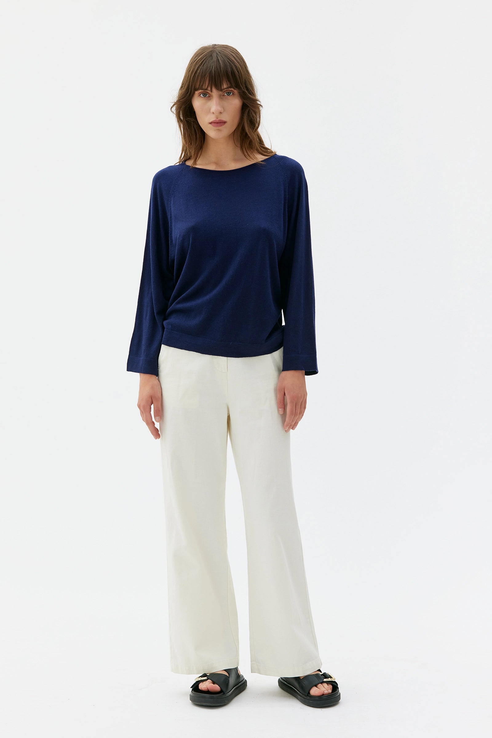 Yvonne Silk Cashmere Top – Navy