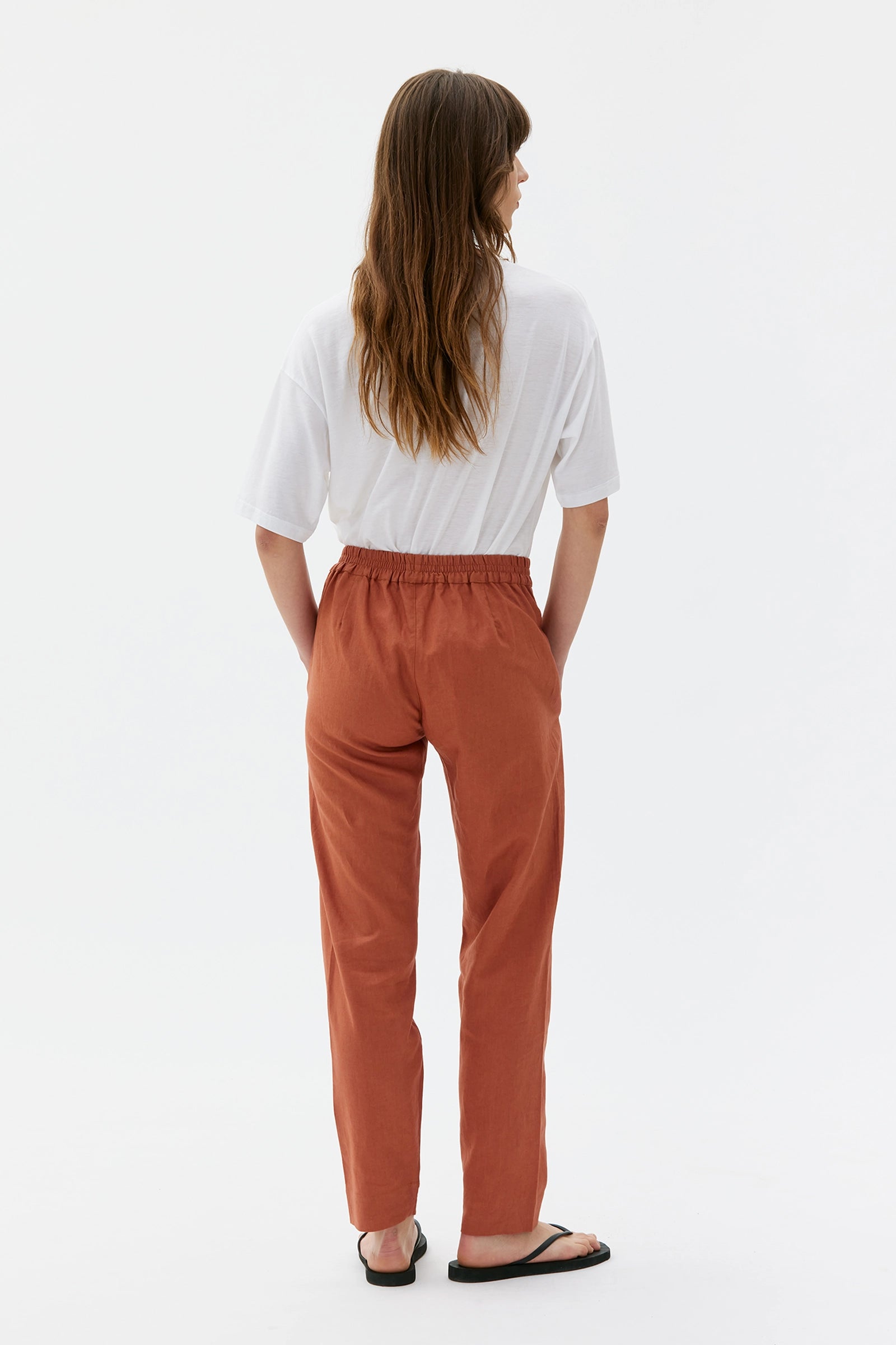 Dora Linen Pants - Terracotta