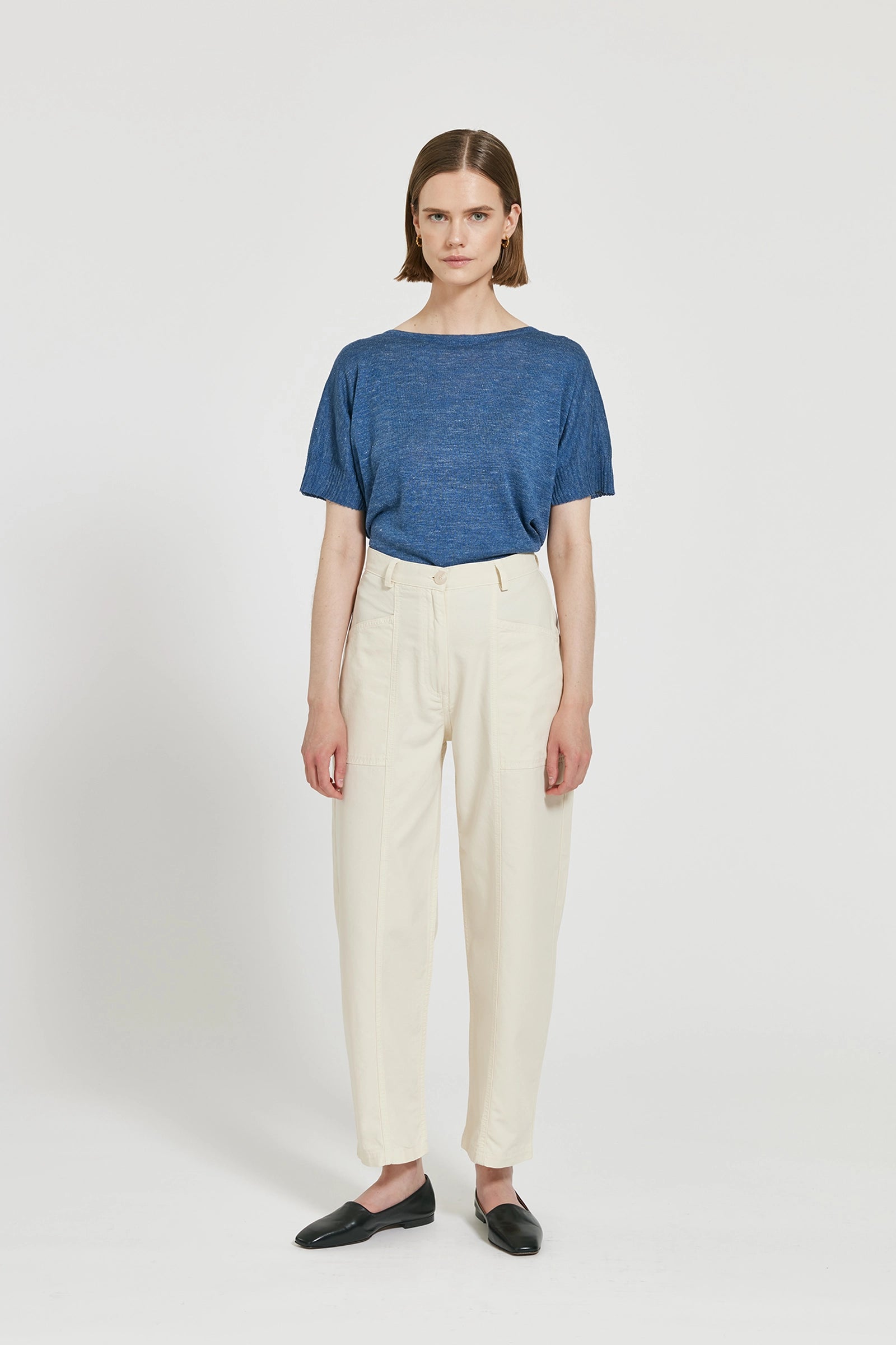 Alia Byxor Med Voluminös Passform - Cream White