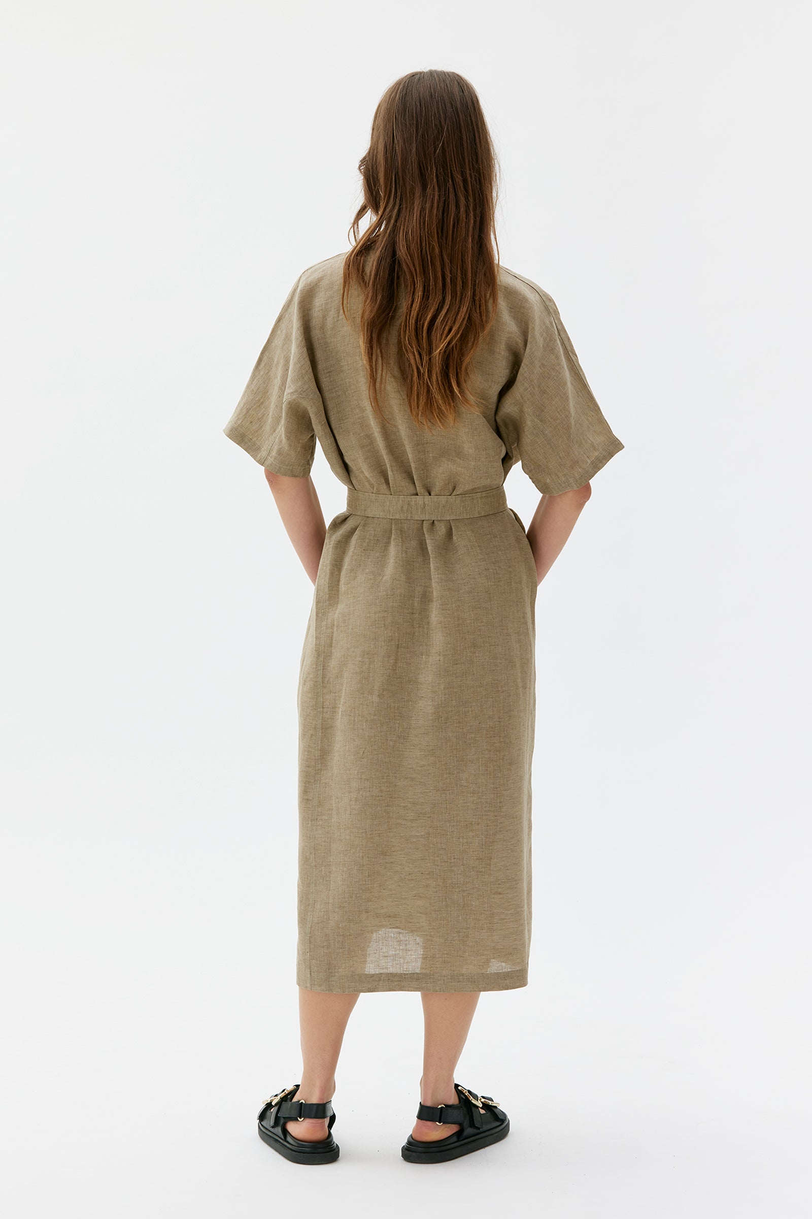 Meli Kaftan Linen Dress - Taupe
