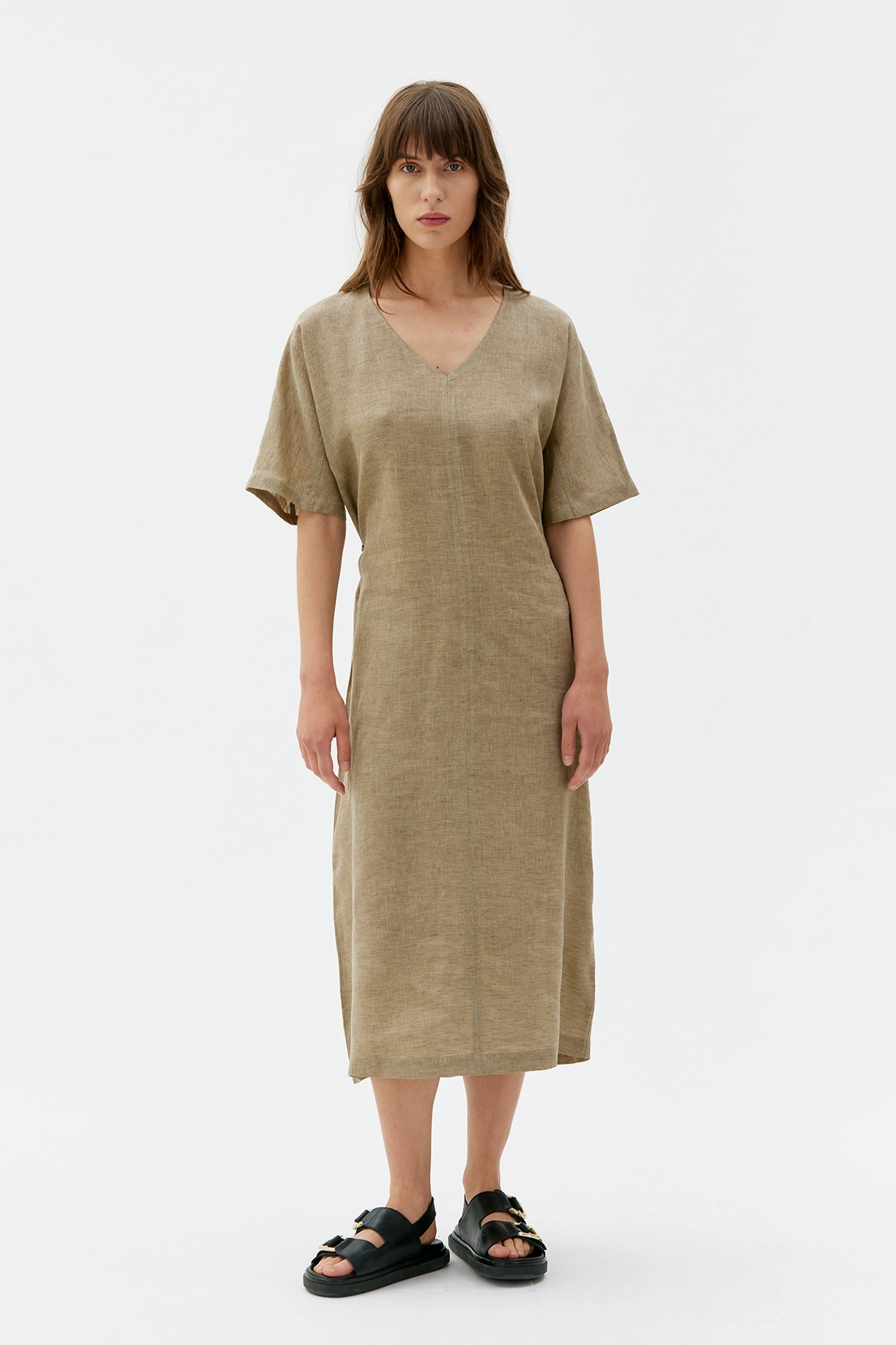 Meli Kaftan Linen Dress - Taupe