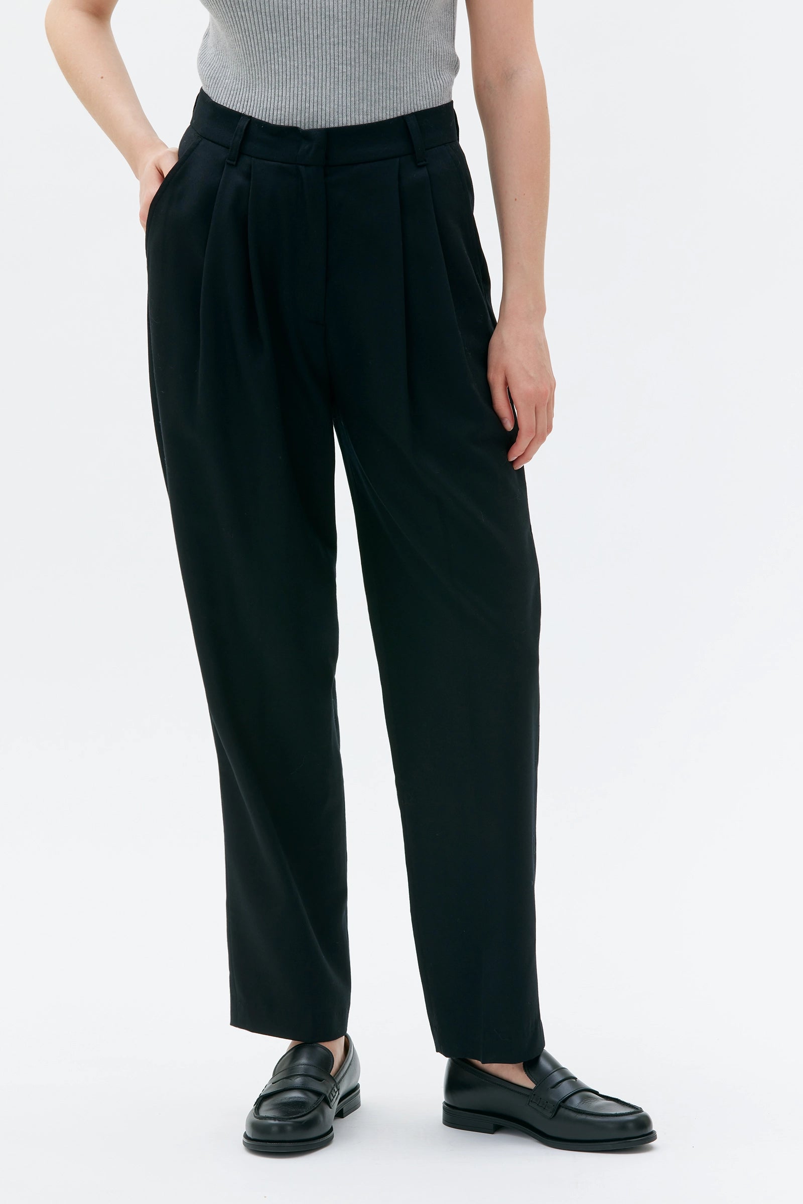 Mimi Tailored Wool Trousers - Black