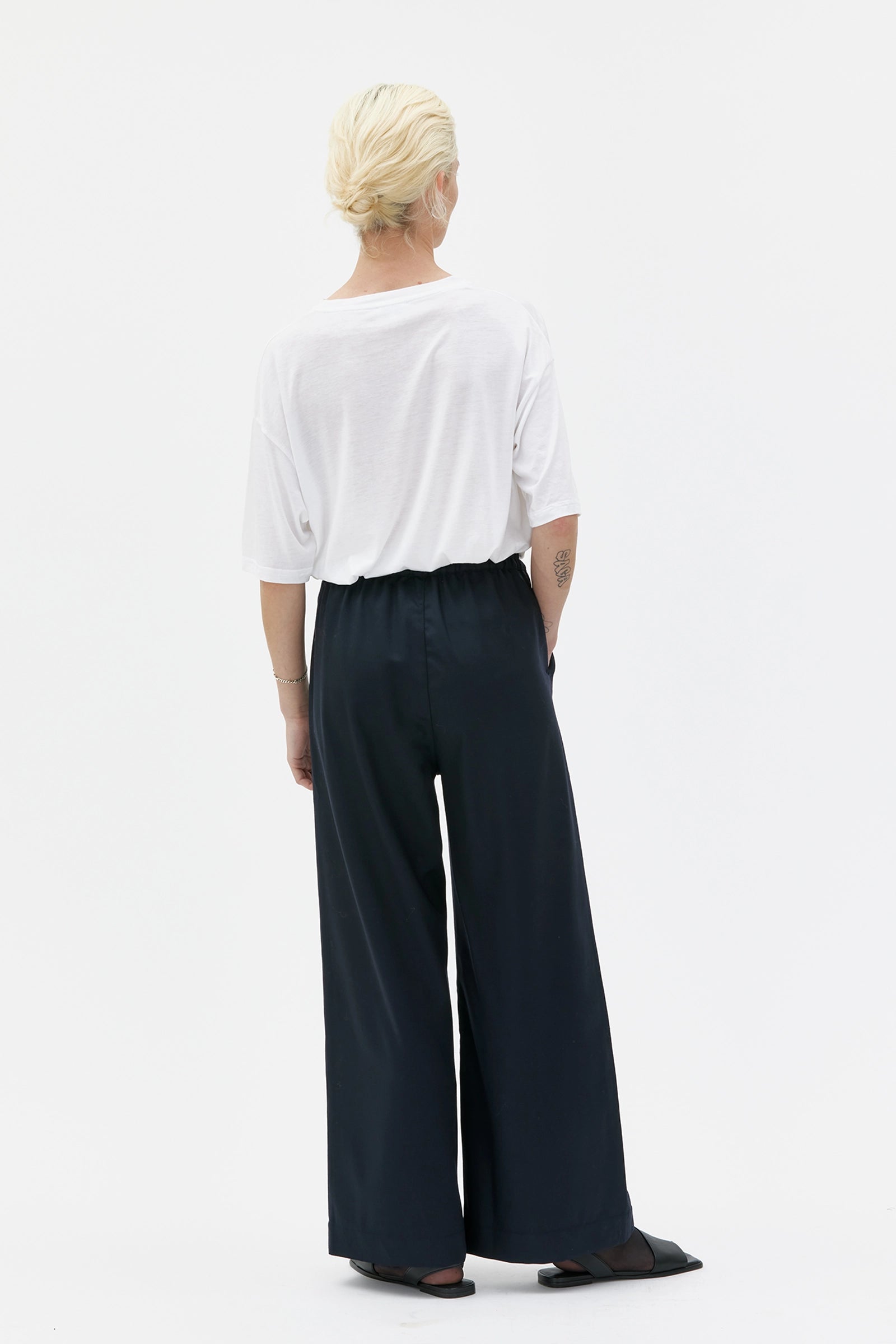 Gala Elastic Waist Wool Trousers- Ink Blue