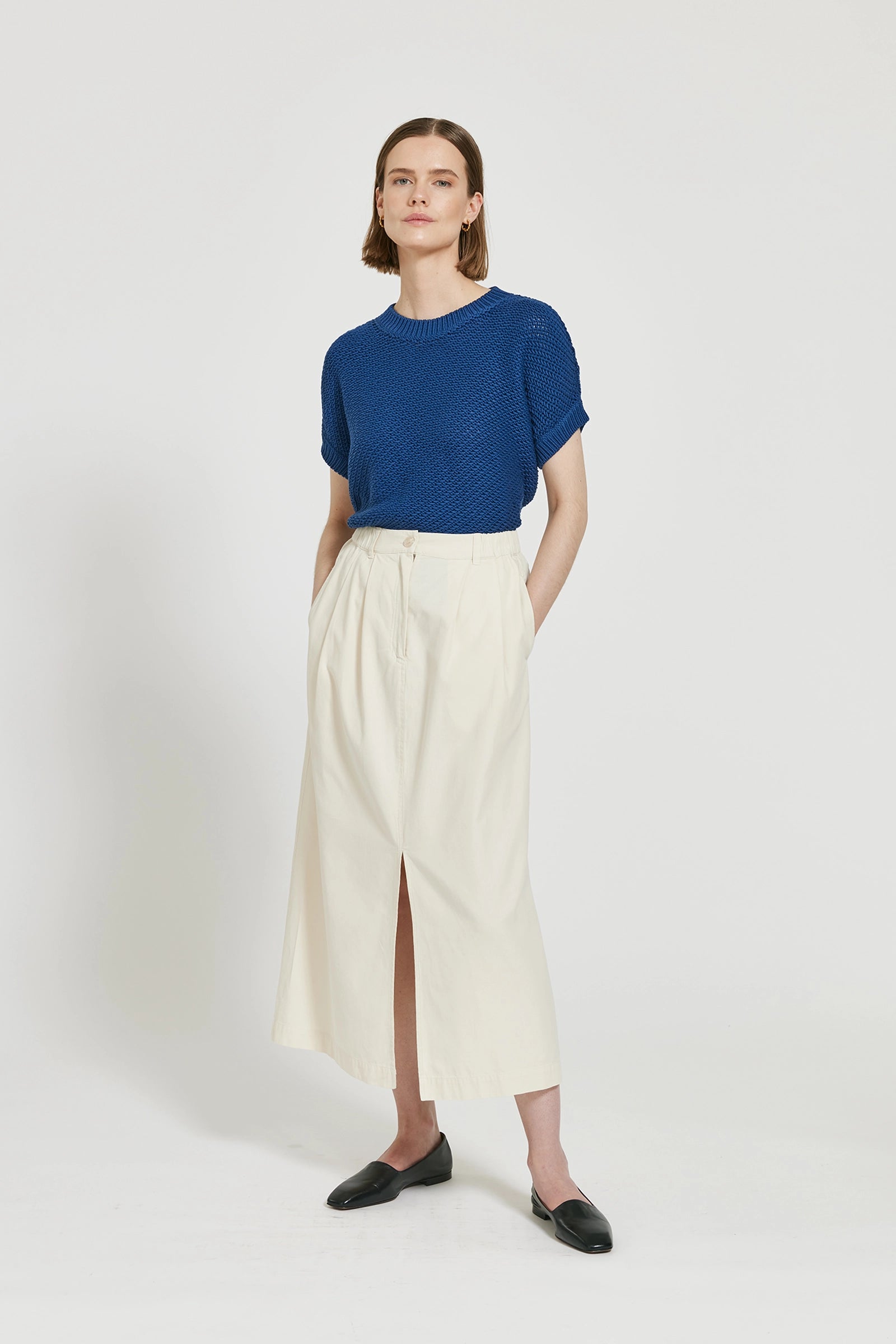 Arden Midikjol I Pimabomull - Cream White