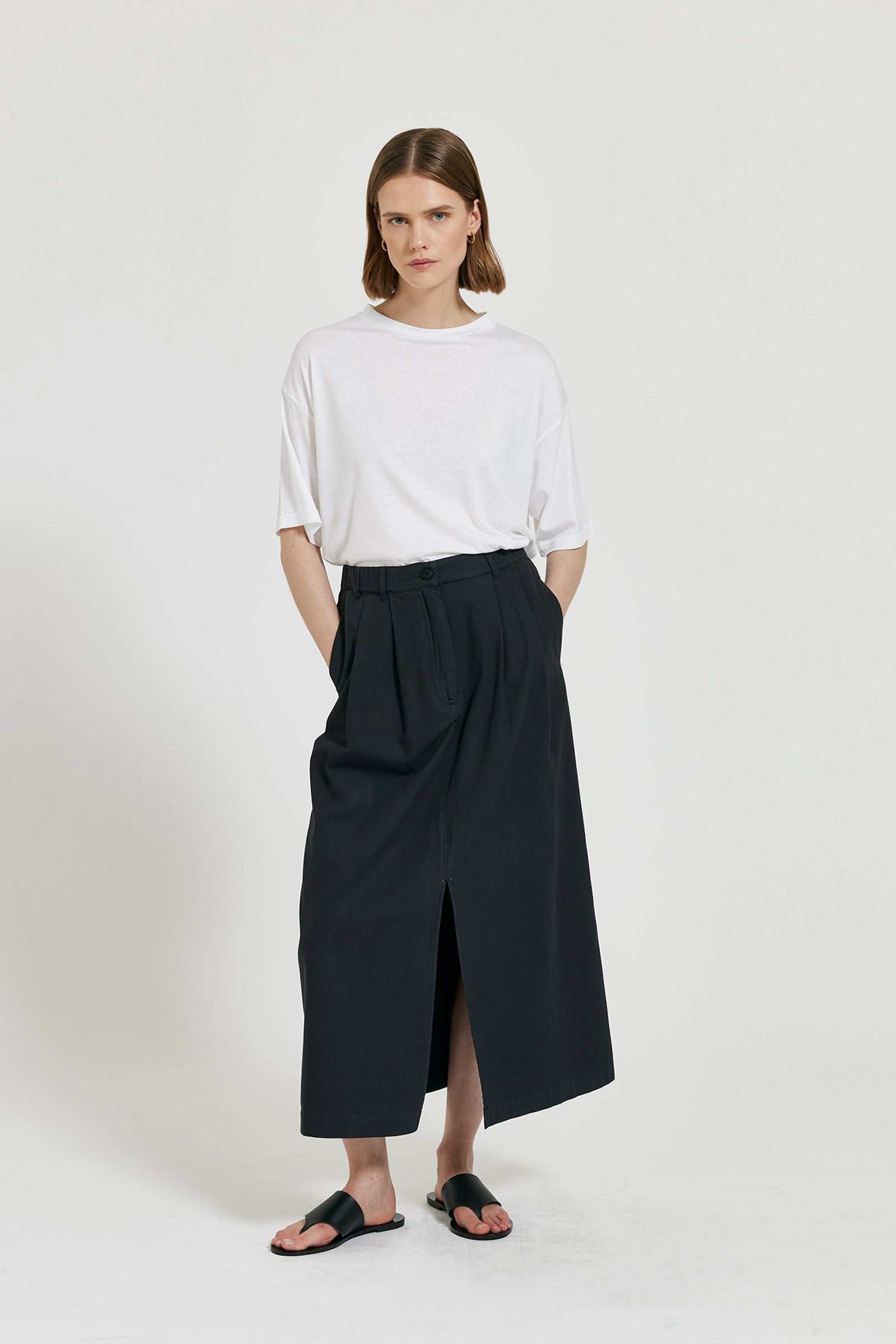 Arden Midikjol I Pimabomull - Warm Black