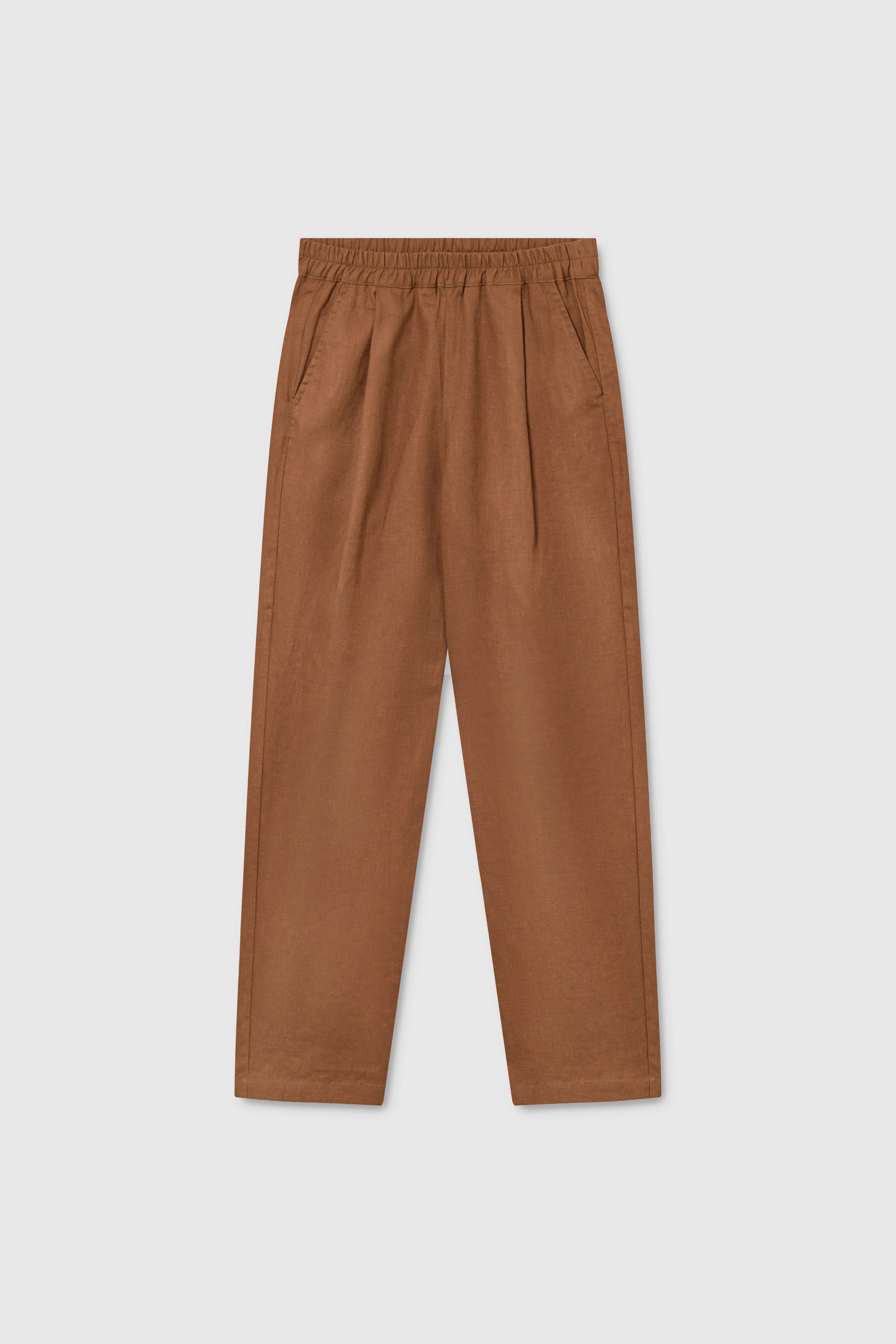 Dara Linnebyxa Med Elastisk Midja - Cognac