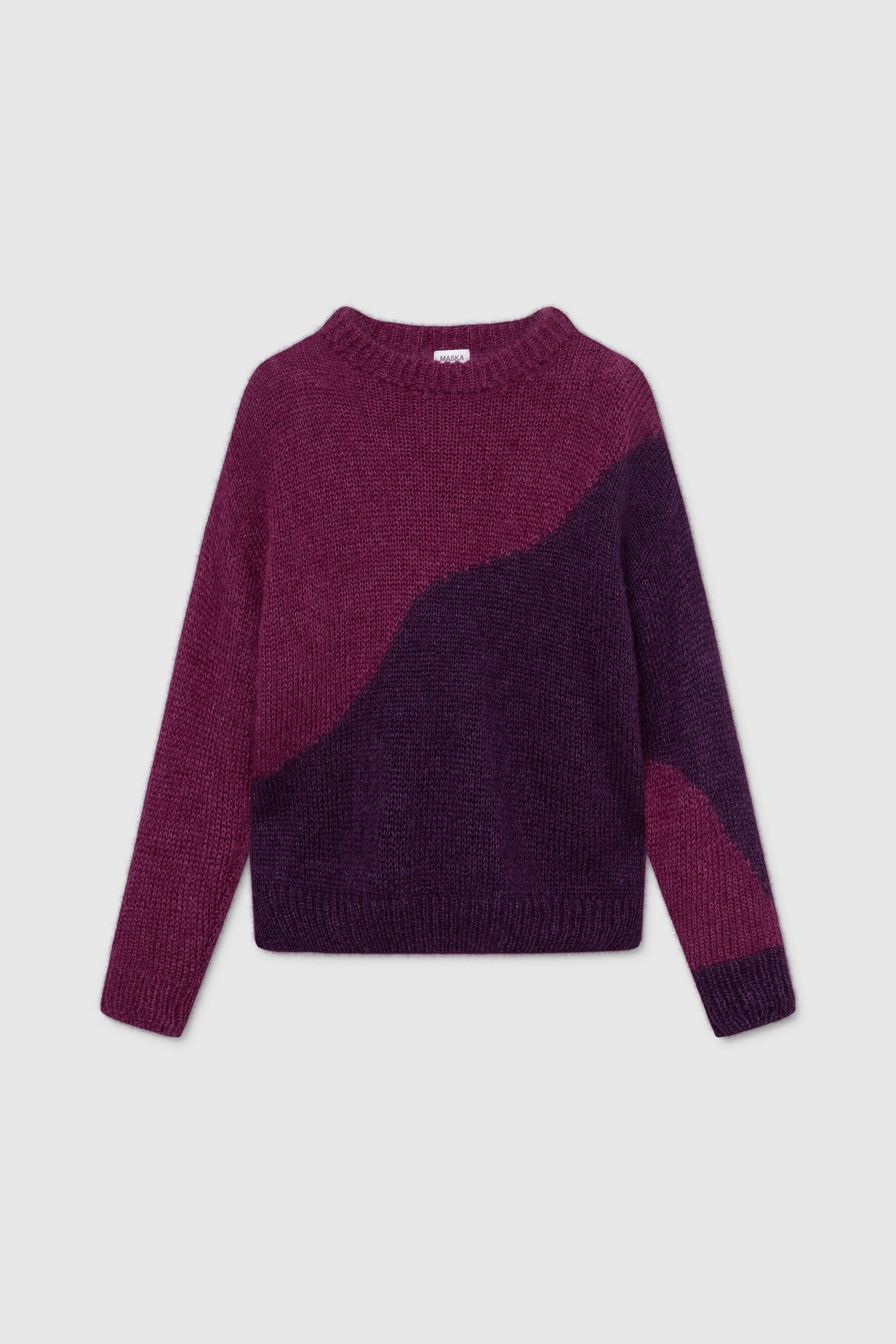 Crane Tröja Med Intarsiastickning I Mohair Och Silke - Magenta Plum
