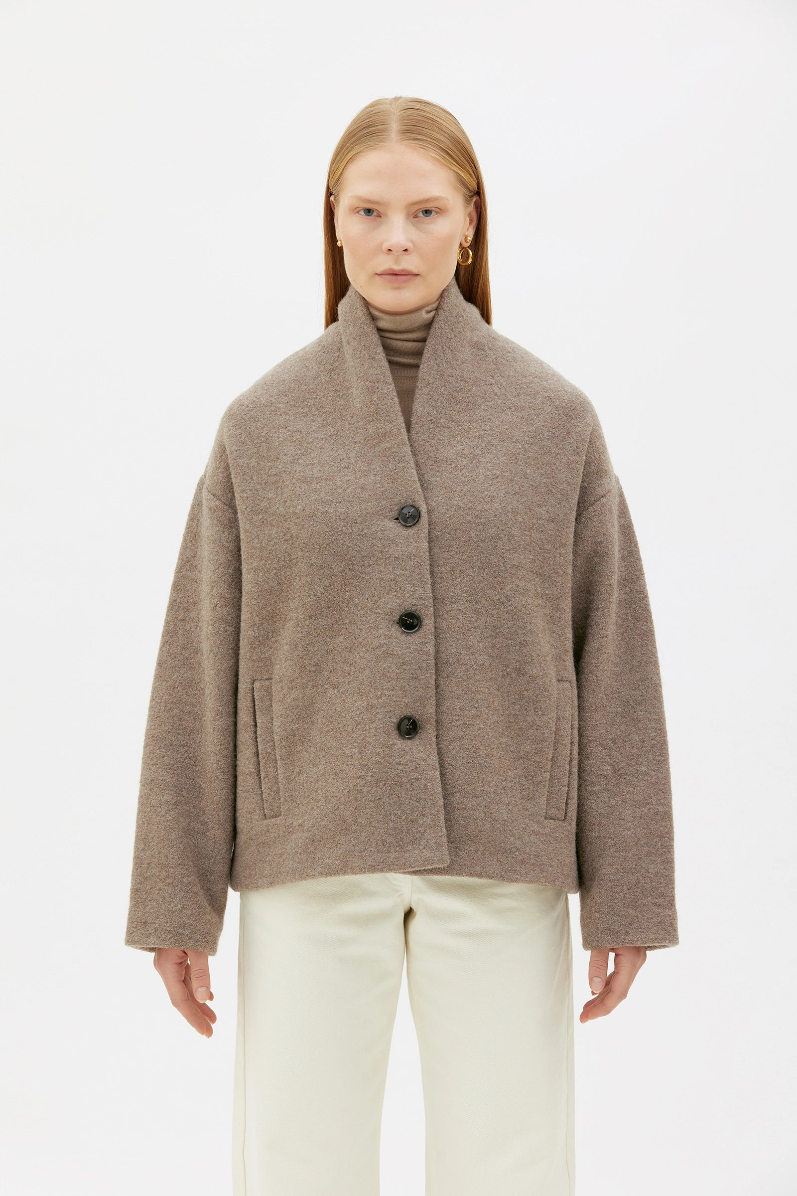 Hale Boiled Wool Jacket – Taupe