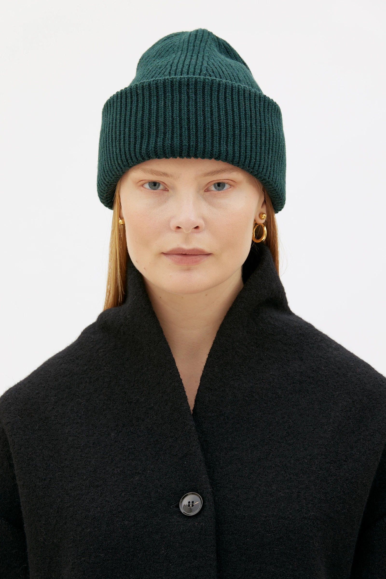 Rori Ribbad Mössa I Merinoull Och Kashmir - Dark Pine Green