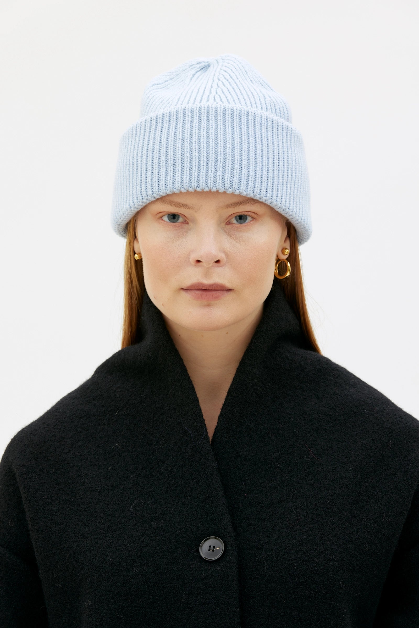 Rori Ribbed Merino Wool And Cashmere Beanie - Sky Blue