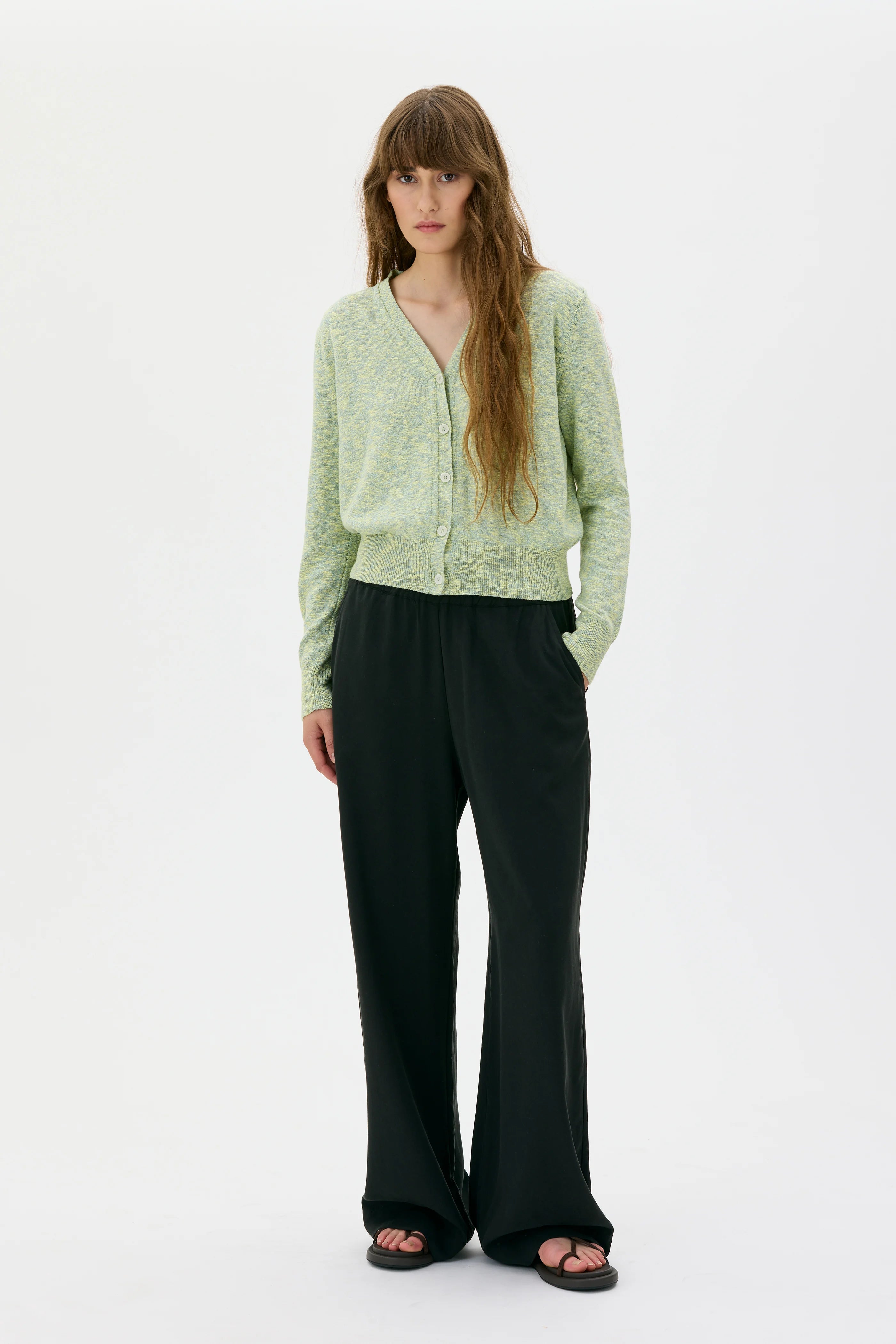 Alti Marled Organic Cotton Cardigan - Sulphur Yellow Mouliné
Alti melerad kofta i ekologisk bomull - gul Mouliné