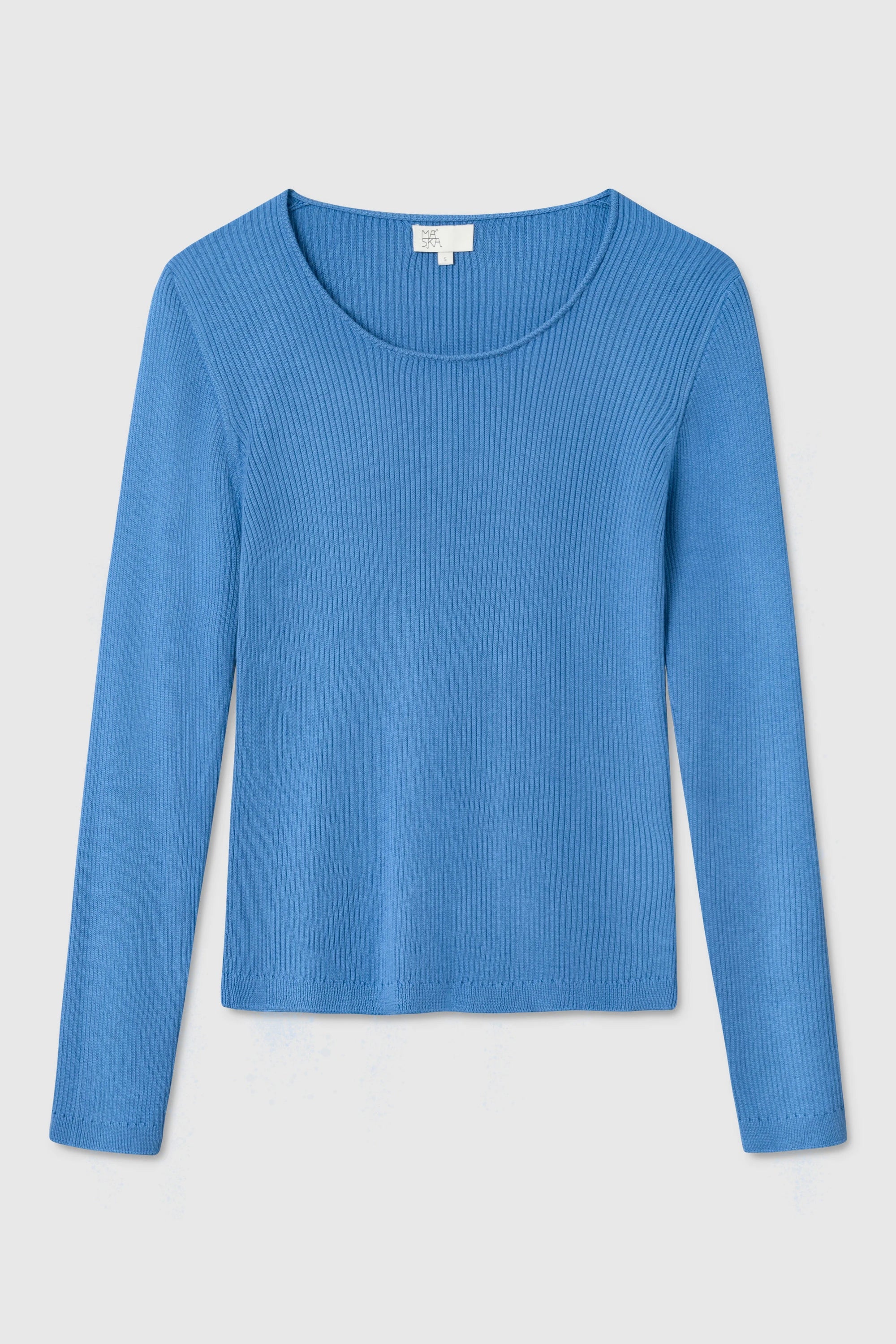 Devon Ribbed Silk Cashmere Top - Azure Blue